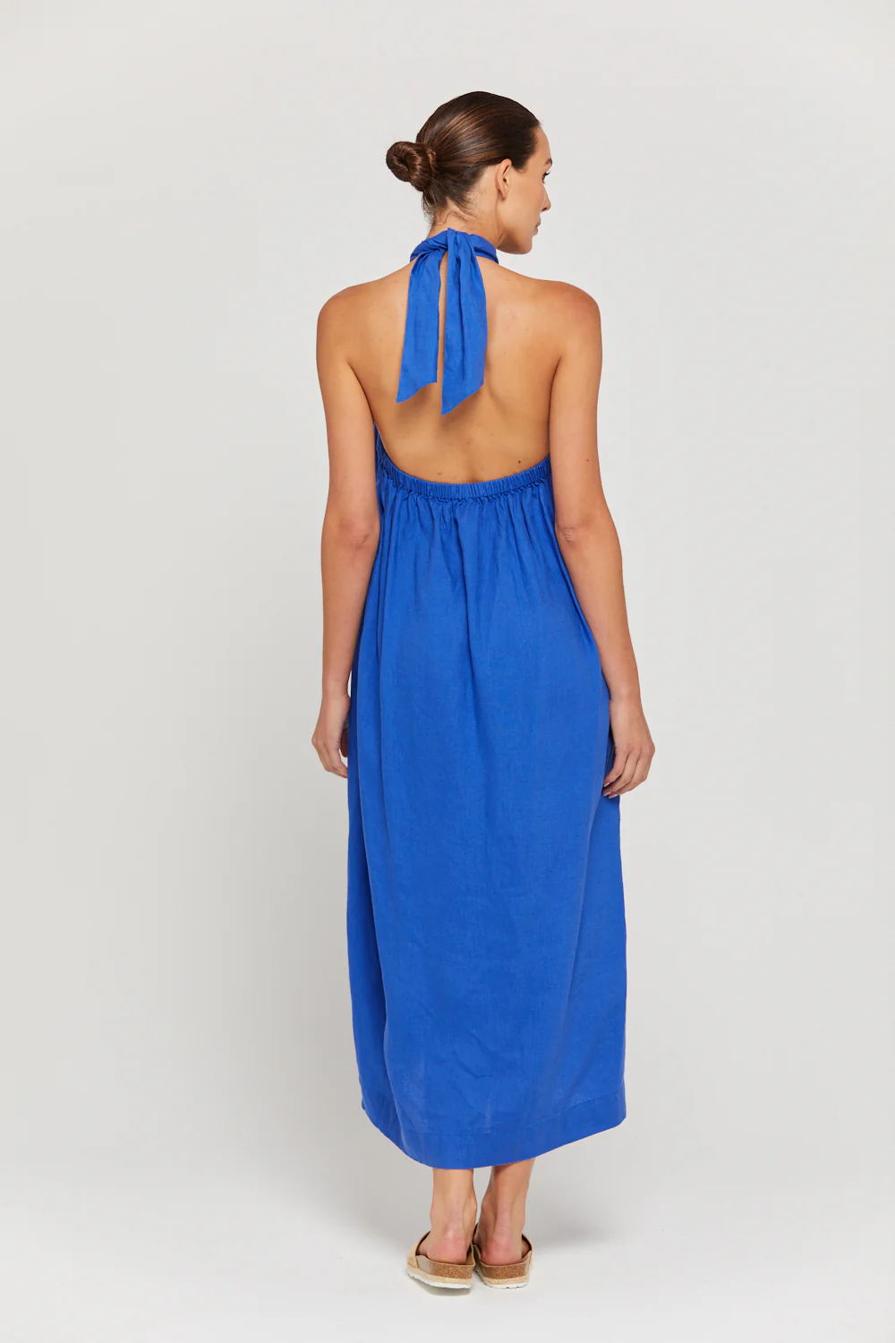 BY RIDLEY Womens Zariyah Linen Dress - Royal Blue - Image 9