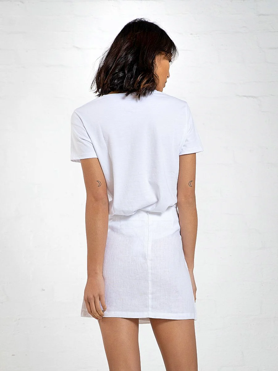 Casa Amuk WOMENS A-LINE LINEN SKIRT WHITE - Image 3