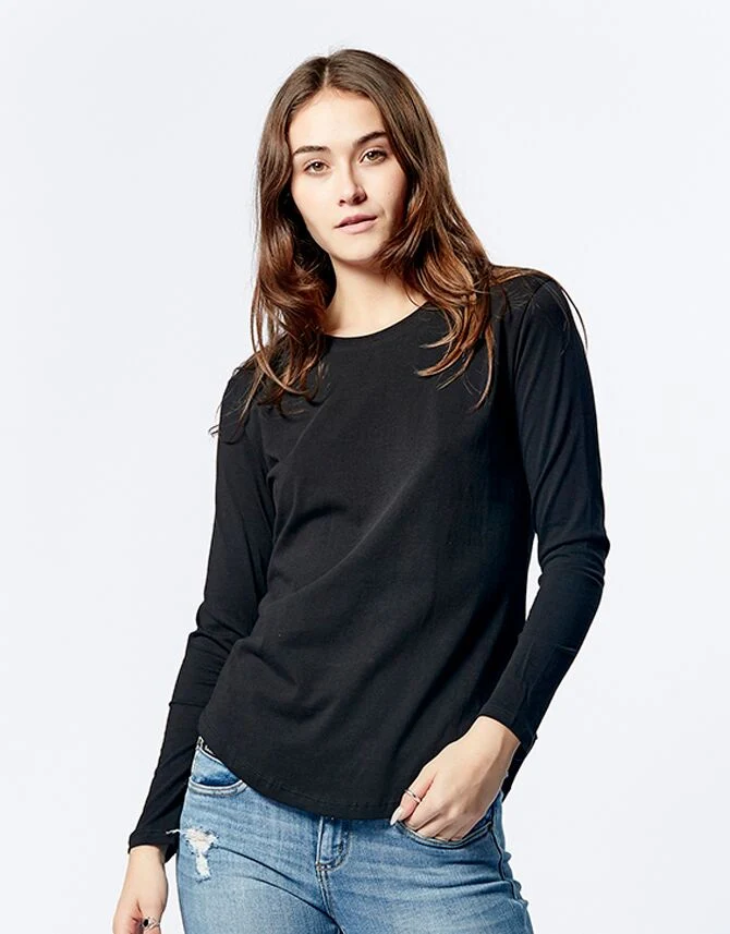 Casa Amuk WOMENS LONG SLEEVE SADDLE HEM TEE BLACK - Image 11