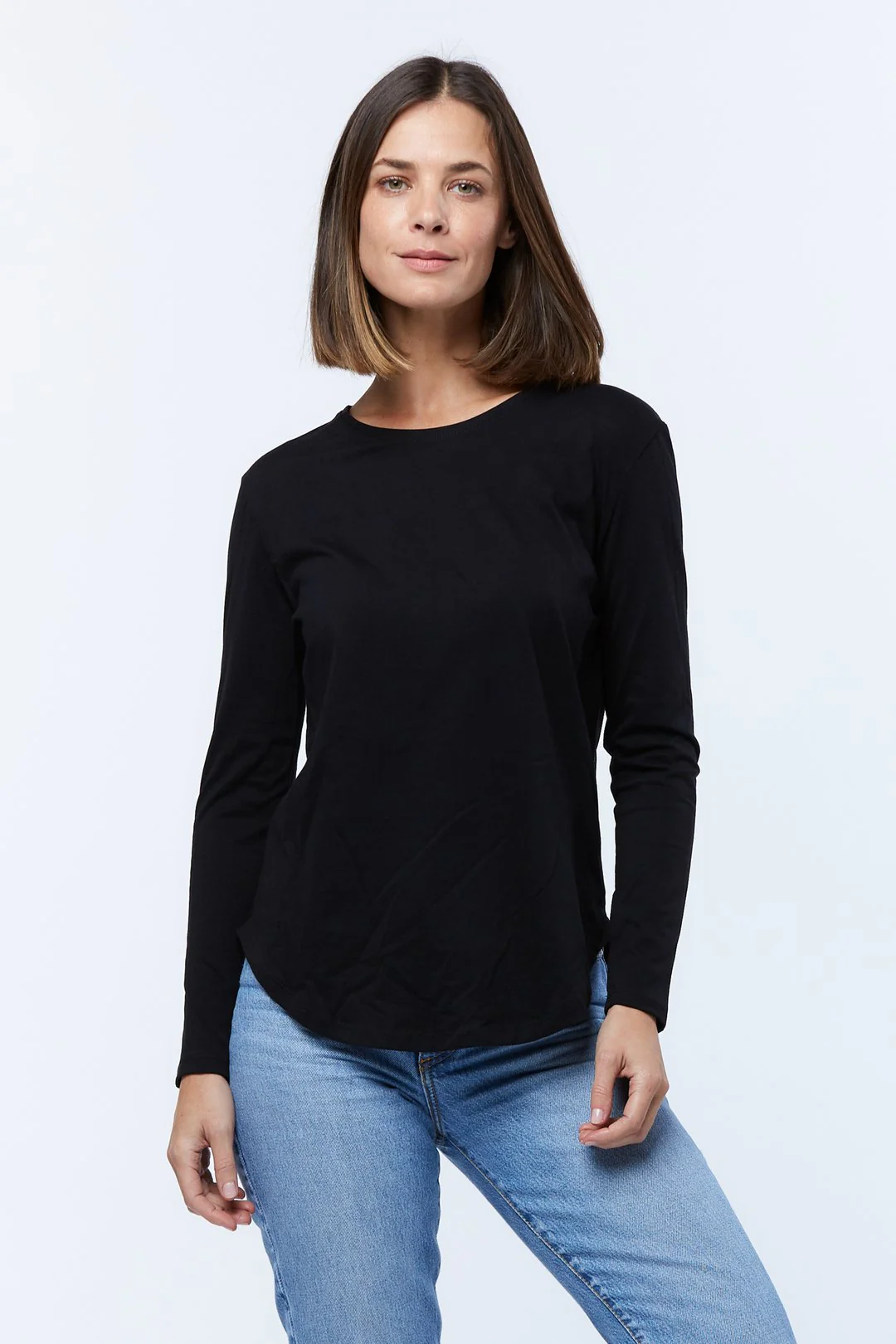 Casa Amuk WOMENS LONG SLEEVE SADDLE HEM TEE BLACK - Image 6