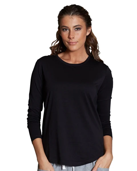Casa Amuk WOMENS LONG SLEEVE SADDLE HEM TEE BLACK - Image 7