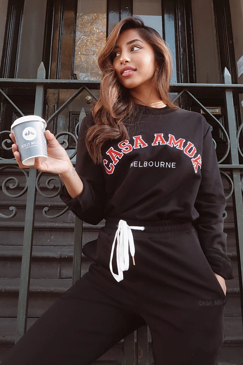 Casa Amuk WOMENS VARSITY SWEATER - BLACK/CHILLI - Image 10
