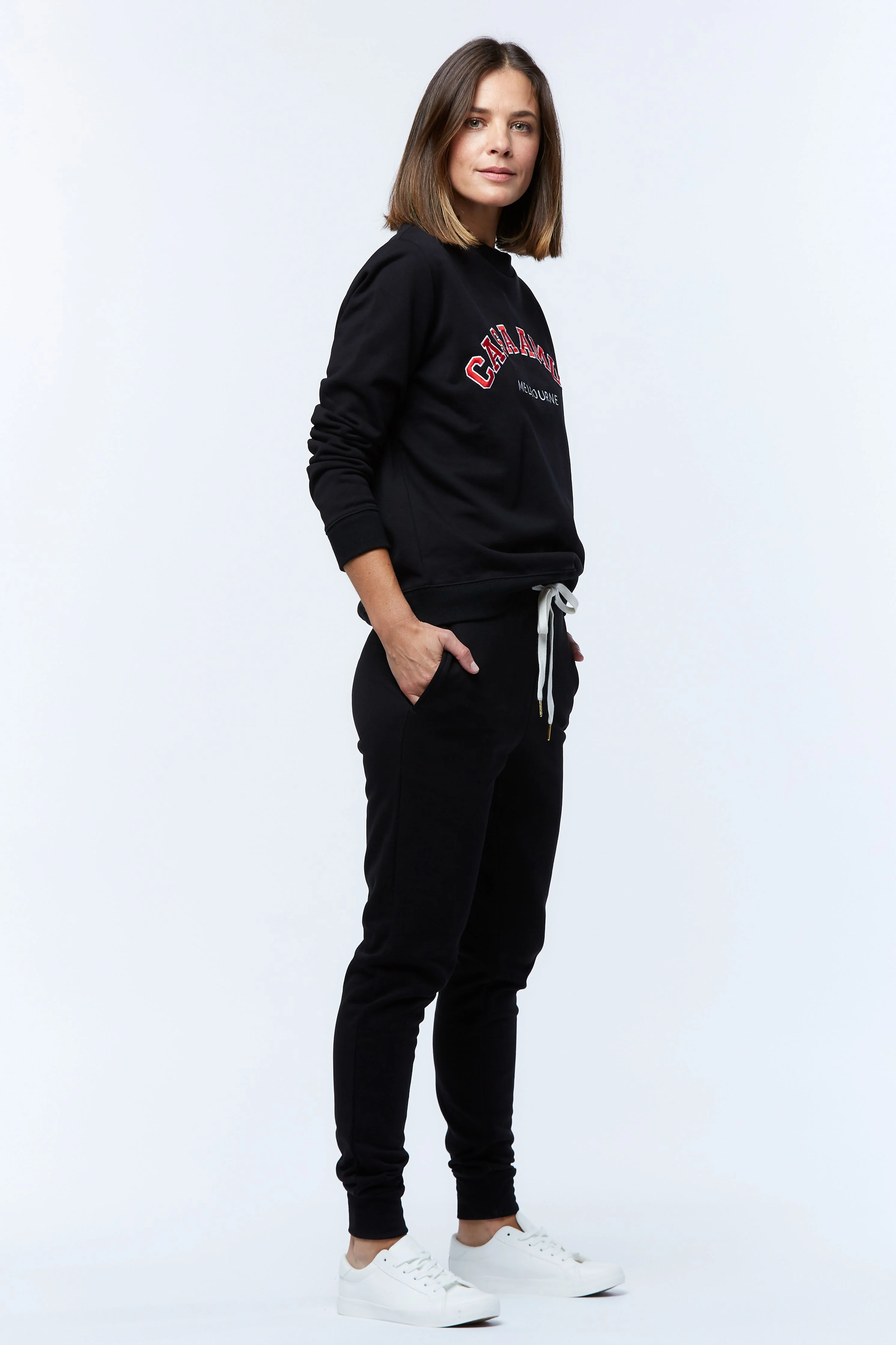 Casa Amuk WOMENS VARSITY SWEATER - BLACK/CHILLI - Image 4