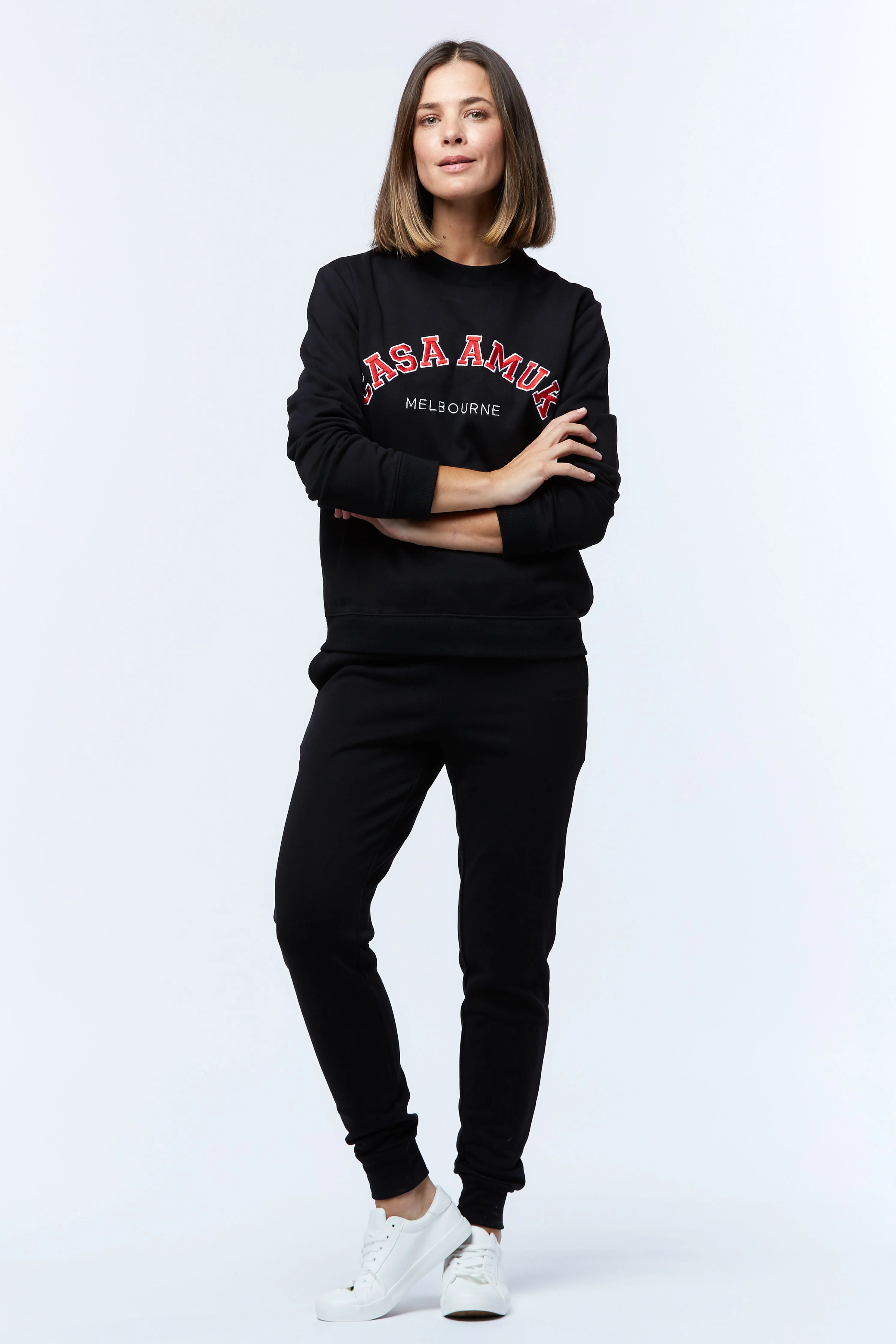 Casa Amuk WOMENS VARSITY SWEATER - BLACK/CHILLI - Image 7