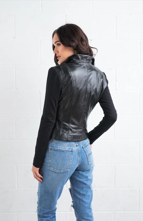Dea The Label WOMENS GWENYTH LEATHER JACKET - BLACK - Image 3