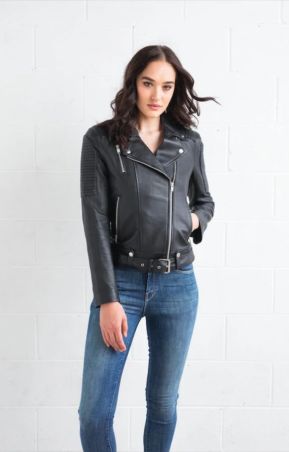Dea The Label WOMENS REVENGE LEATHER BIKER JACKET - Image 3
