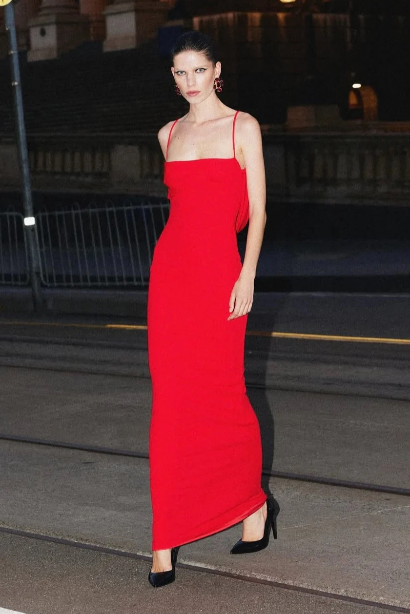 EFFIE KATS Womens Havilland Gown - Cherry Red - Image 7