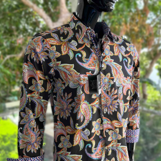 ENGLISH LAUNDRY Mens Bolton Long Sleeve Shirt in Black Paisley - Image 4