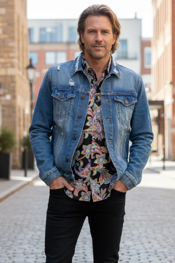ENGLISH LAUNDRY Mens Bolton Long Sleeve Shirt in Black Paisley - Image 7