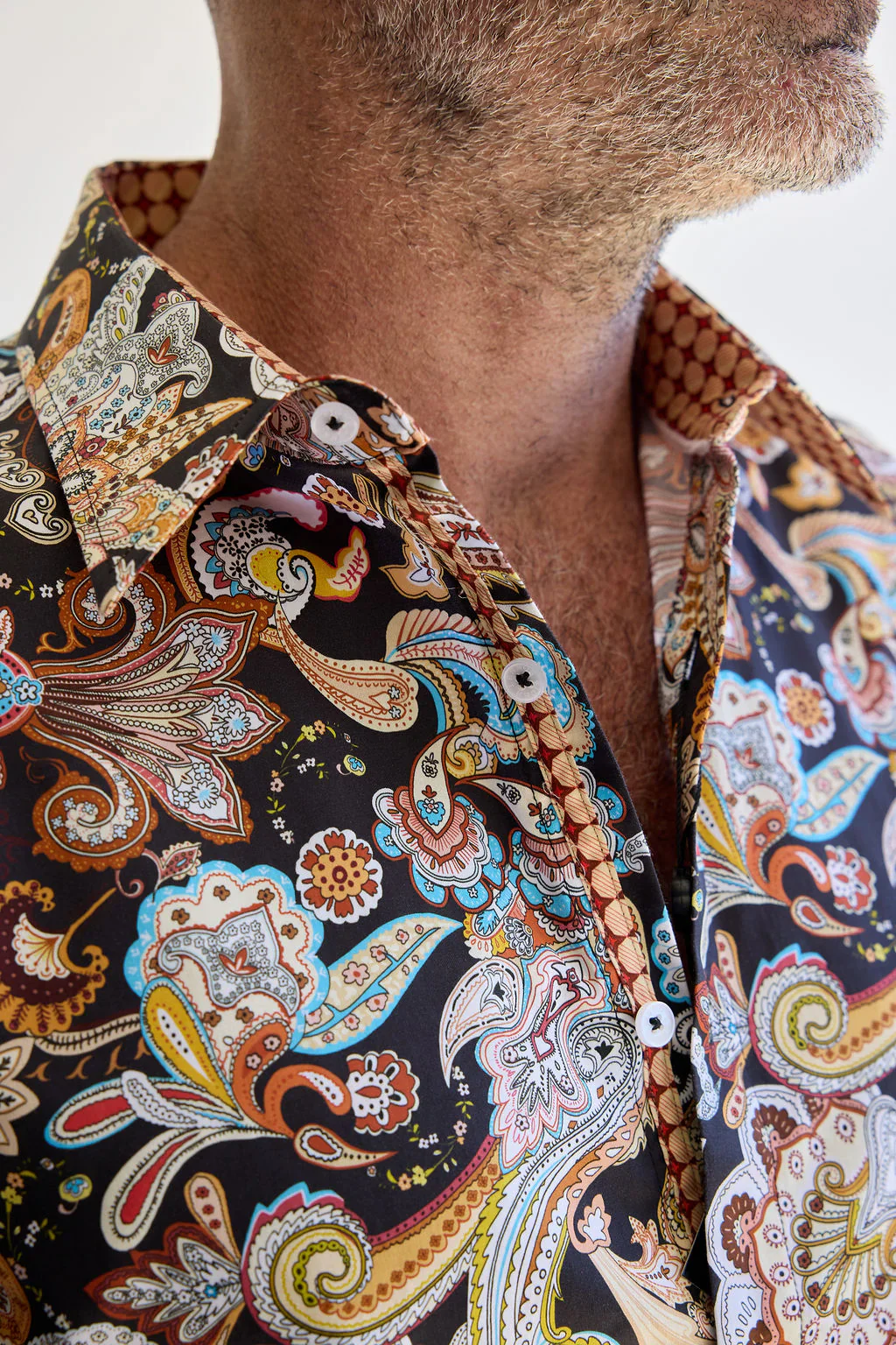 ENGLISH LAUNDRY Mens Bournemouth Long Sleeve Paisley Shirt in Black - Image 3