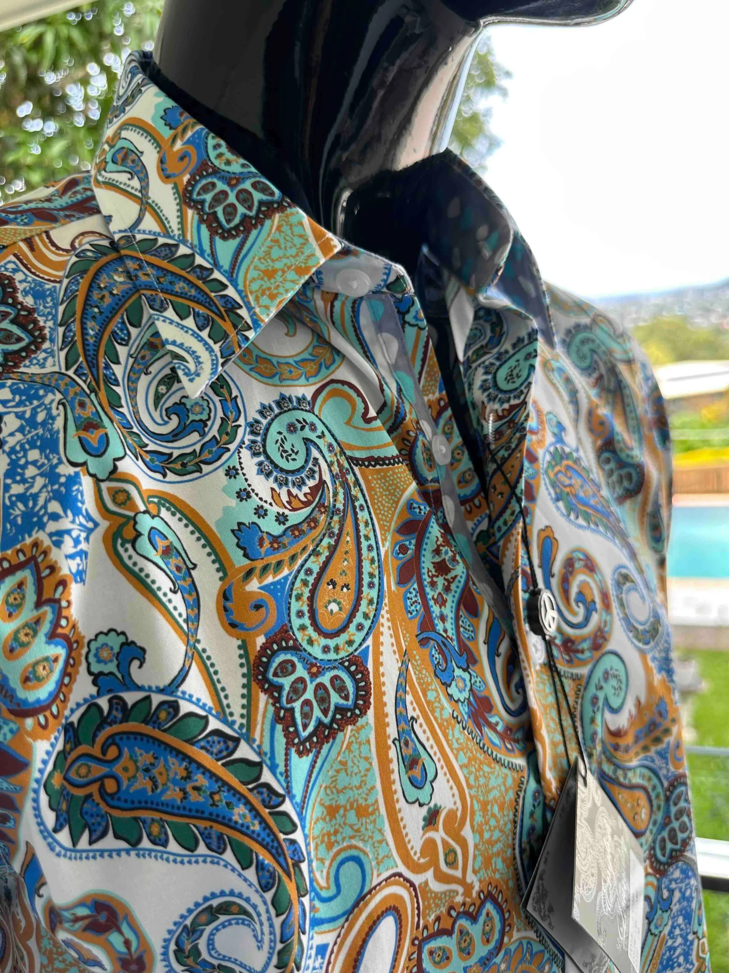 ENGLISH LAUNDRY Mens Bristol Long Sleeve Shirt in Mustard Paisley - Image 6