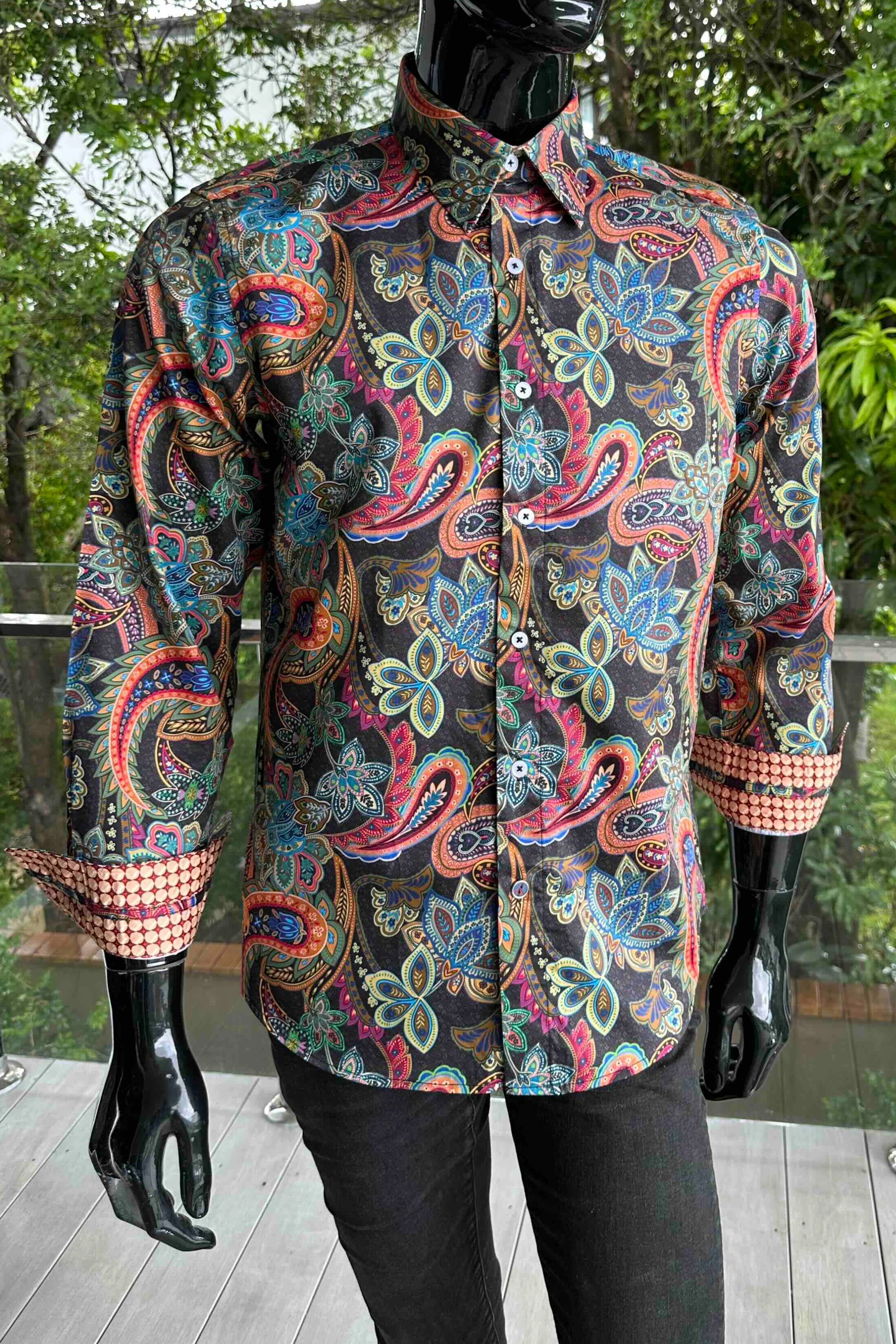 ENGLISH LAUNDRY Mens Burnley Long Sleeve Shirt in Black - Image 7