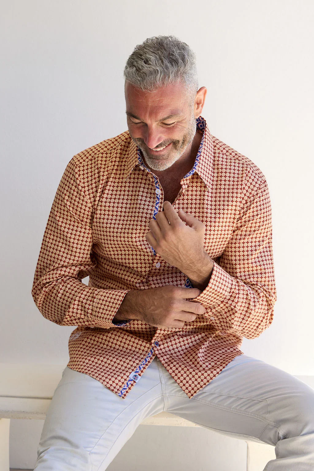 ENGLISH LAUNDRY Mens Hull Long Sleeve Shirt in Brick - Image 3