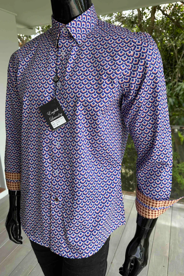 ENGLISH LAUNDRY Mens Leeds Long Sleeve Shirt in Lilac - Image 3