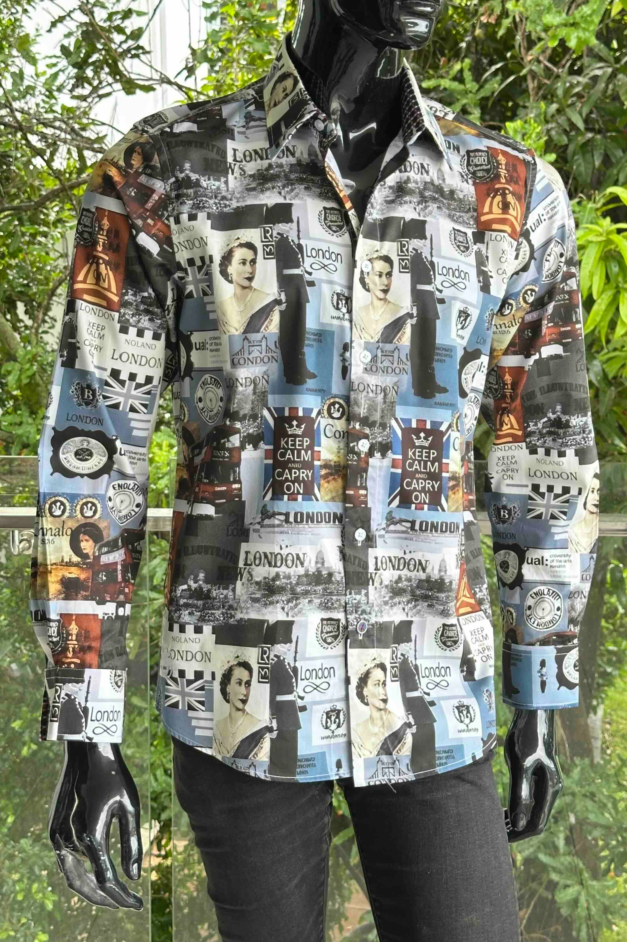 ENGLISH LAUNDRY Mens London Long Sleeve Shirt in Shadow - Image 5