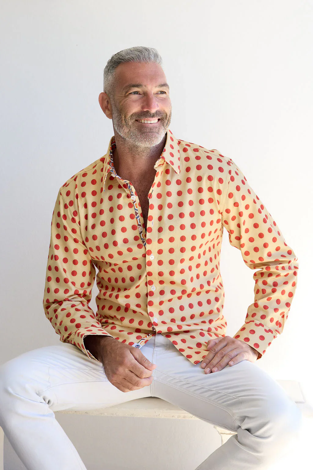 ENGLISH LAUNDRY Mens Luton Long Sleeve Shirt in Amber - Image 3