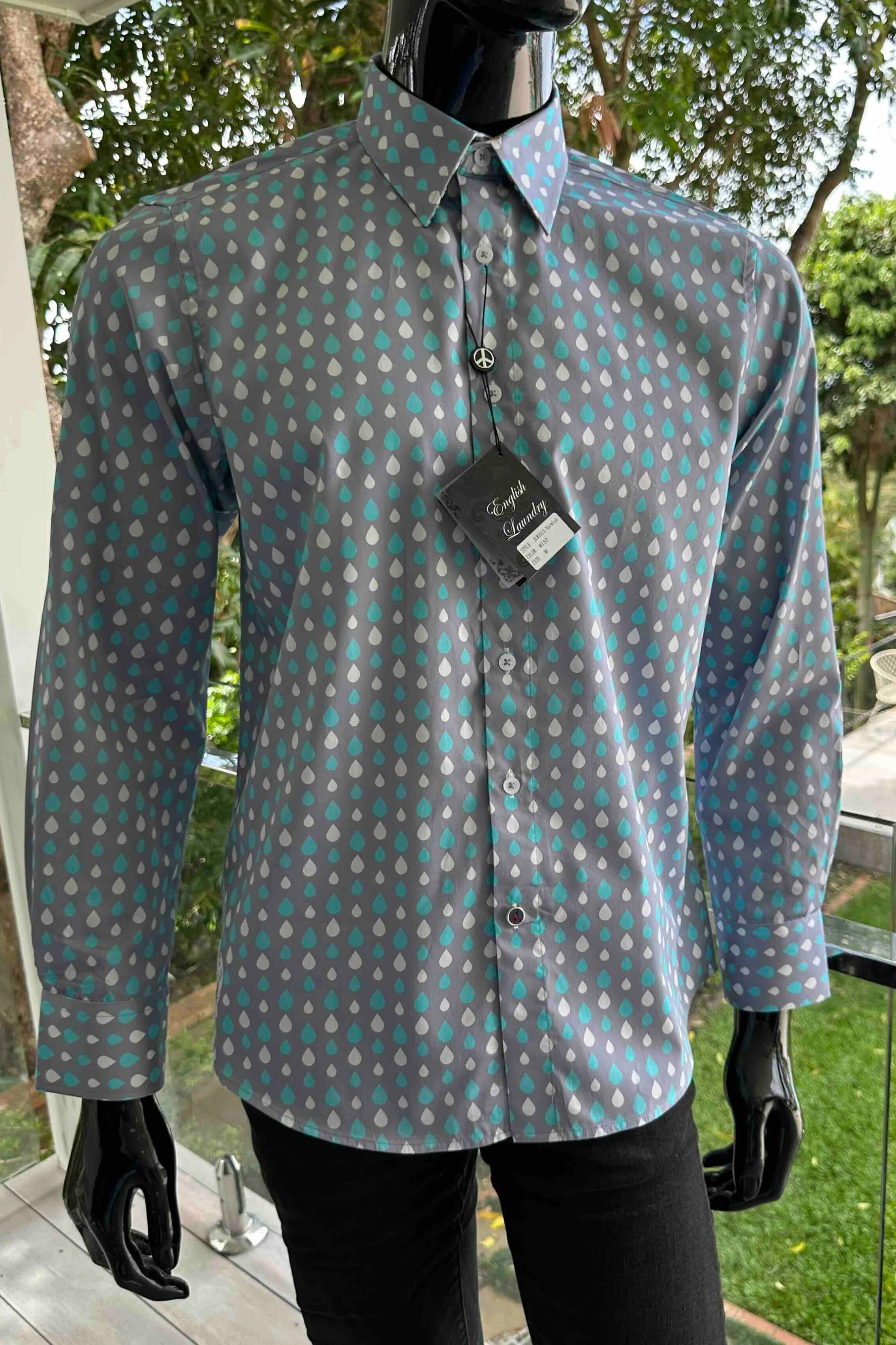 ENGLISH LAUNDRY Mens Norwich Long Sleeve Shirt in Mist - Image 3