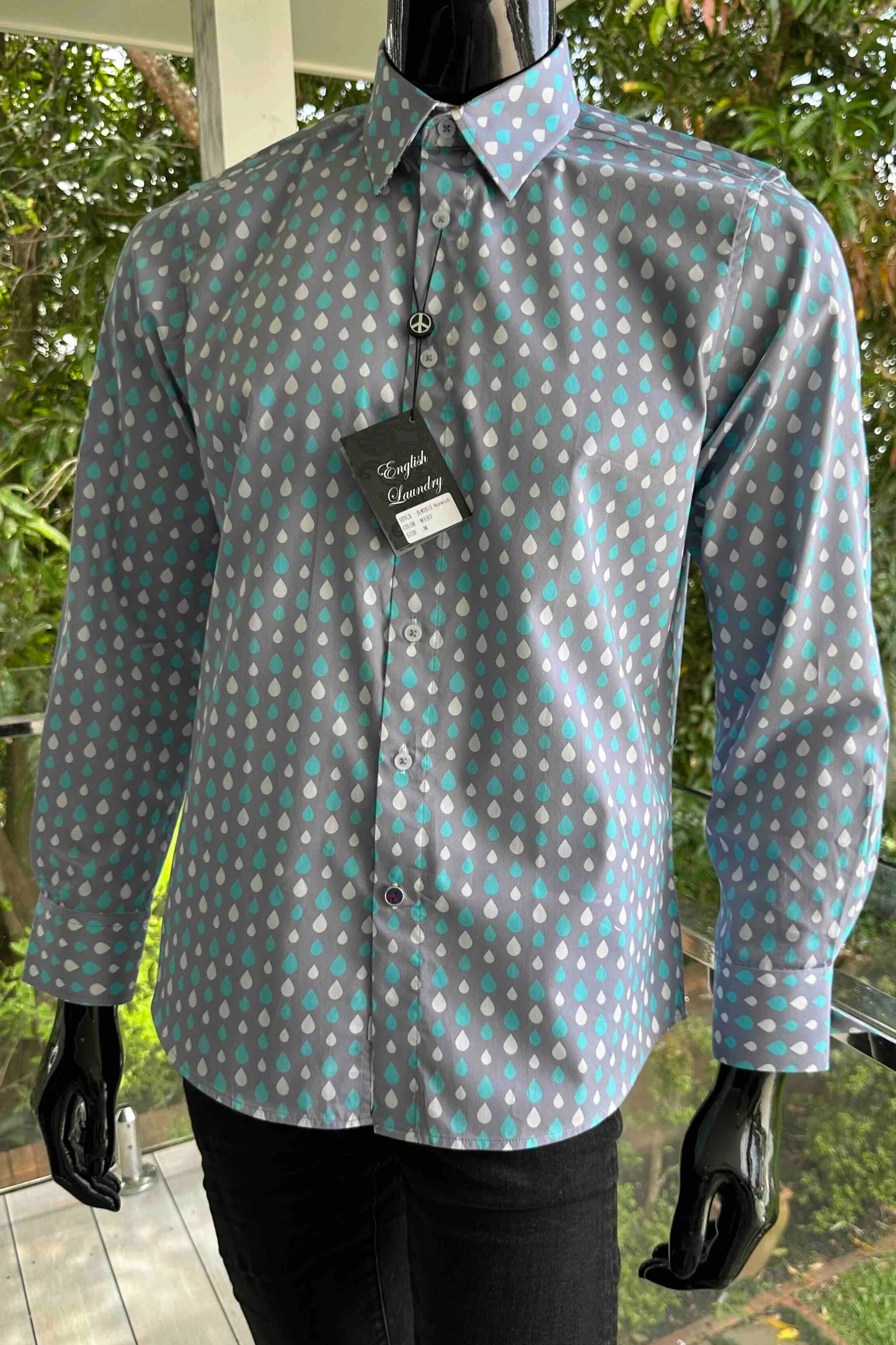ENGLISH LAUNDRY Mens Norwich Long Sleeve Shirt in Mist - Image 4