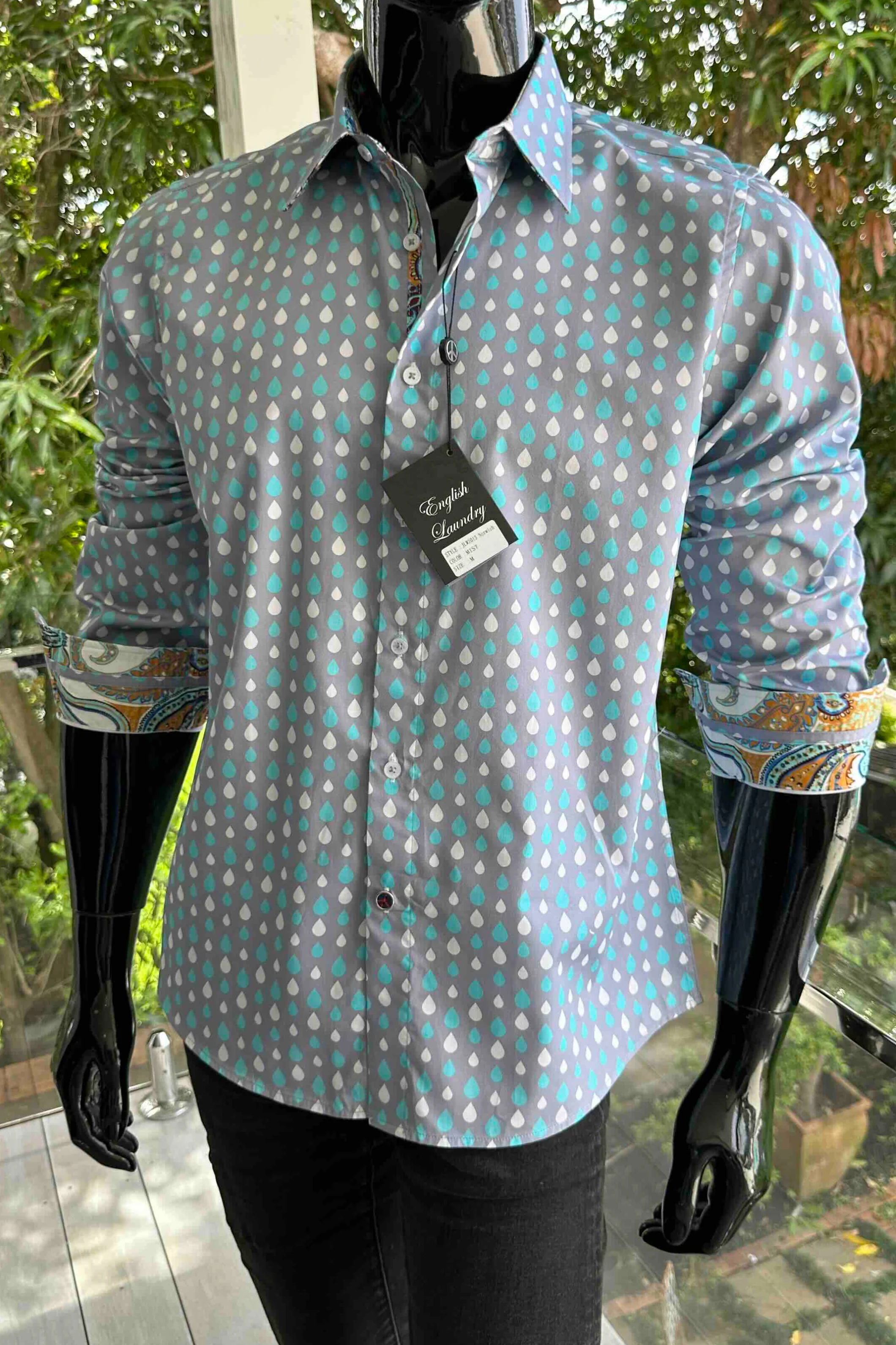 ENGLISH LAUNDRY Mens Norwich Long Sleeve Shirt in Mist - Image 5