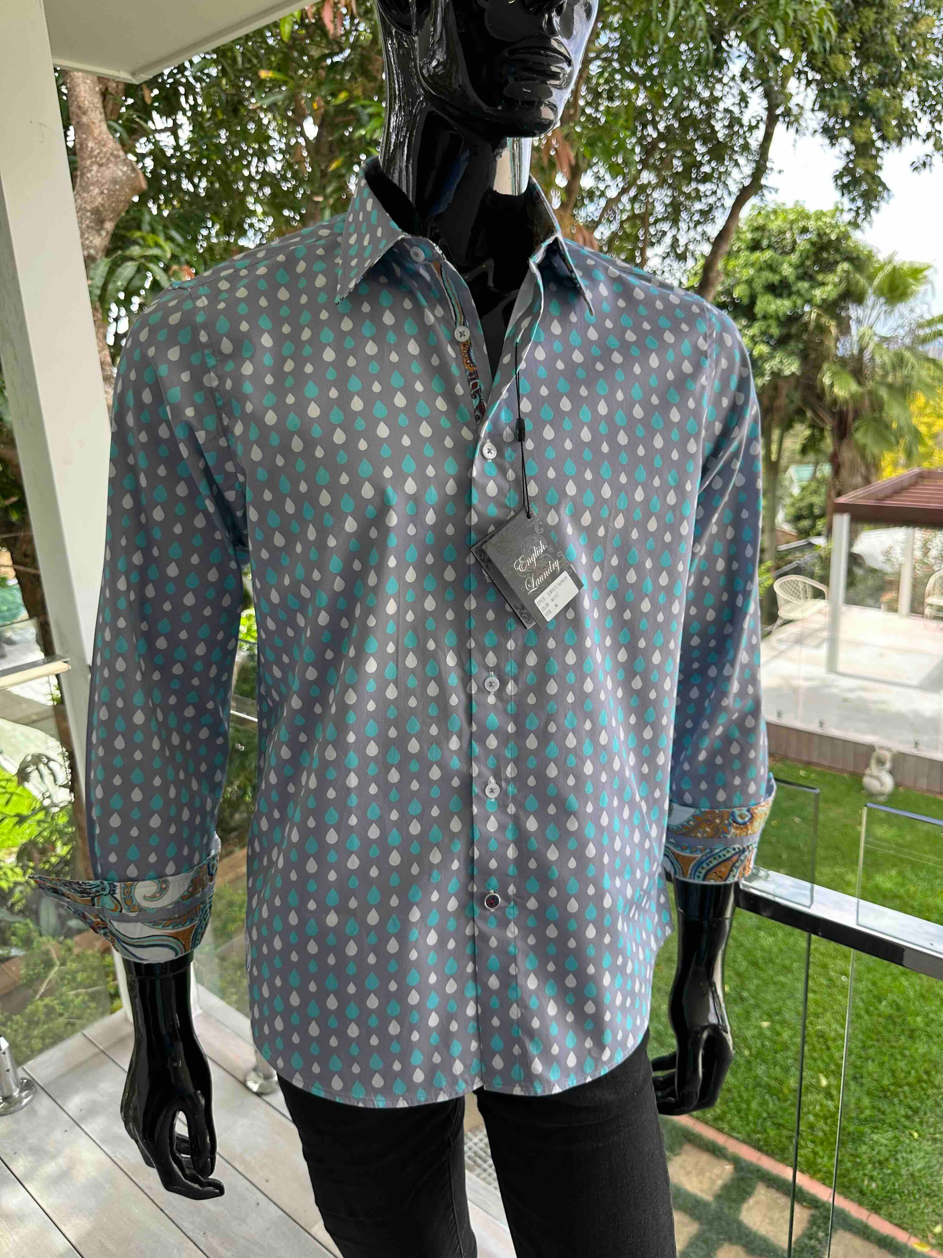 ENGLISH LAUNDRY Mens Norwich Long Sleeve Shirt in Mist - Image 6
