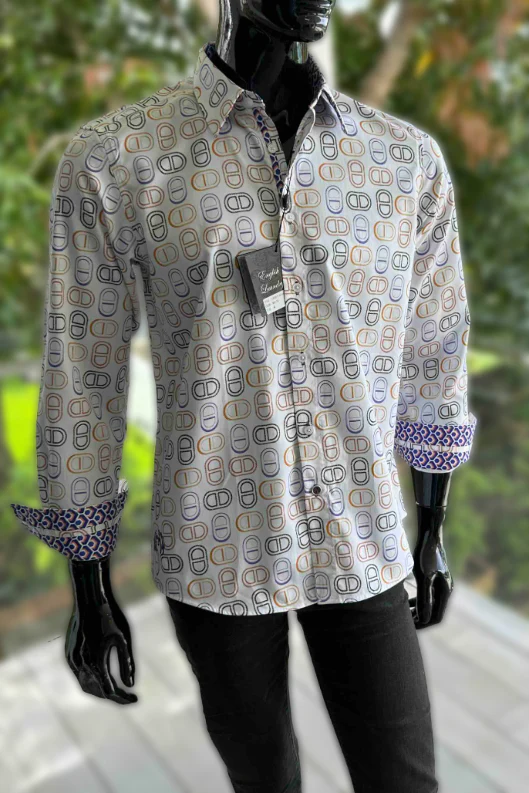 ENGLISH LAUNDRY Mens Oxford Long Sleeve Shirt in White - Image 3