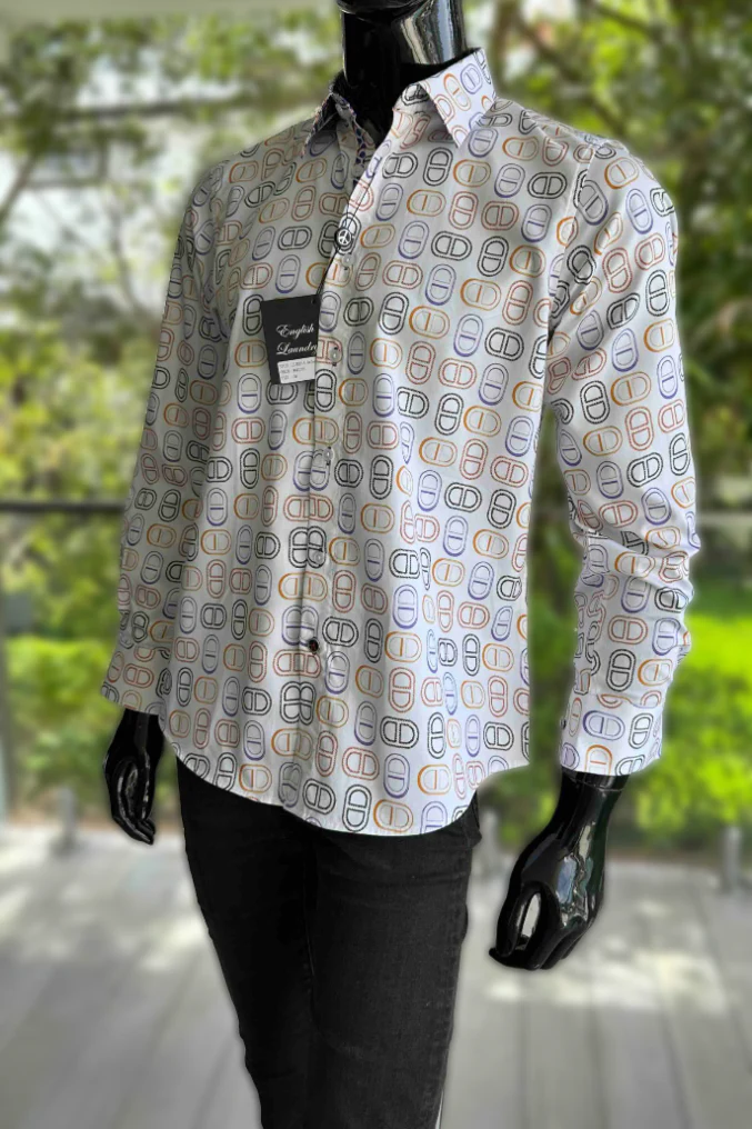 ENGLISH LAUNDRY Mens Oxford Long Sleeve Shirt in White - Image 4