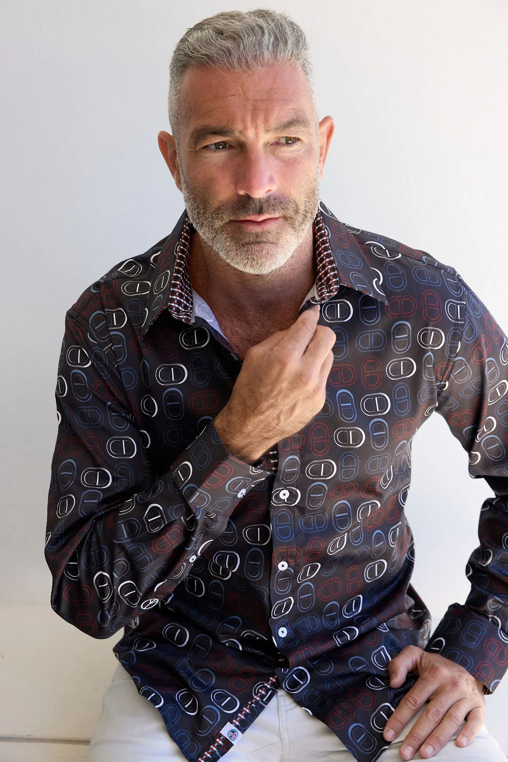 ENGLISH LAUNDRY Mens Rotherham Long Sleeve Shirt in Midnight - Image 3