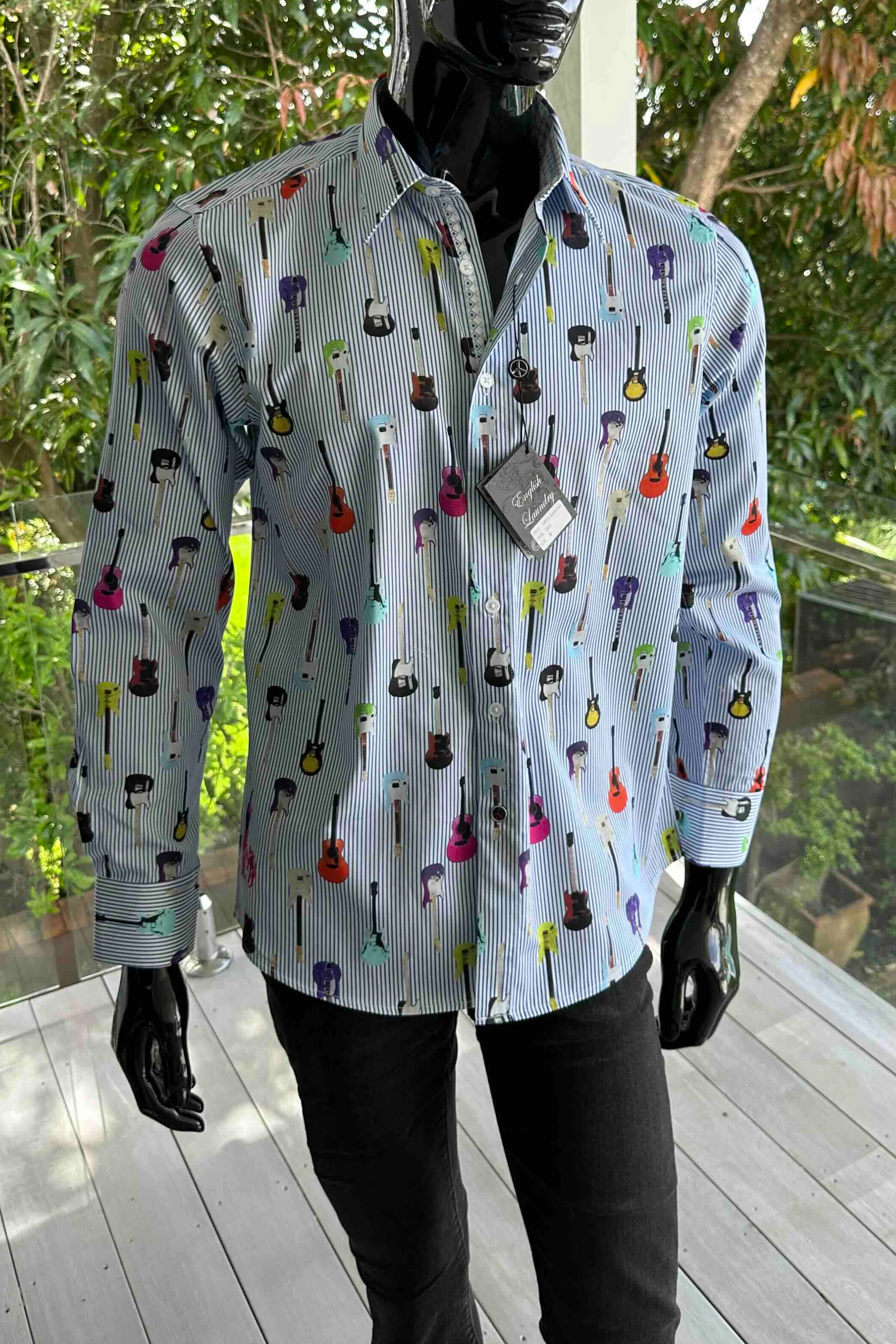 ENGLISH LAUNDRY Mens Sunderland Long Sleeve Shirt in Sky - Image 7