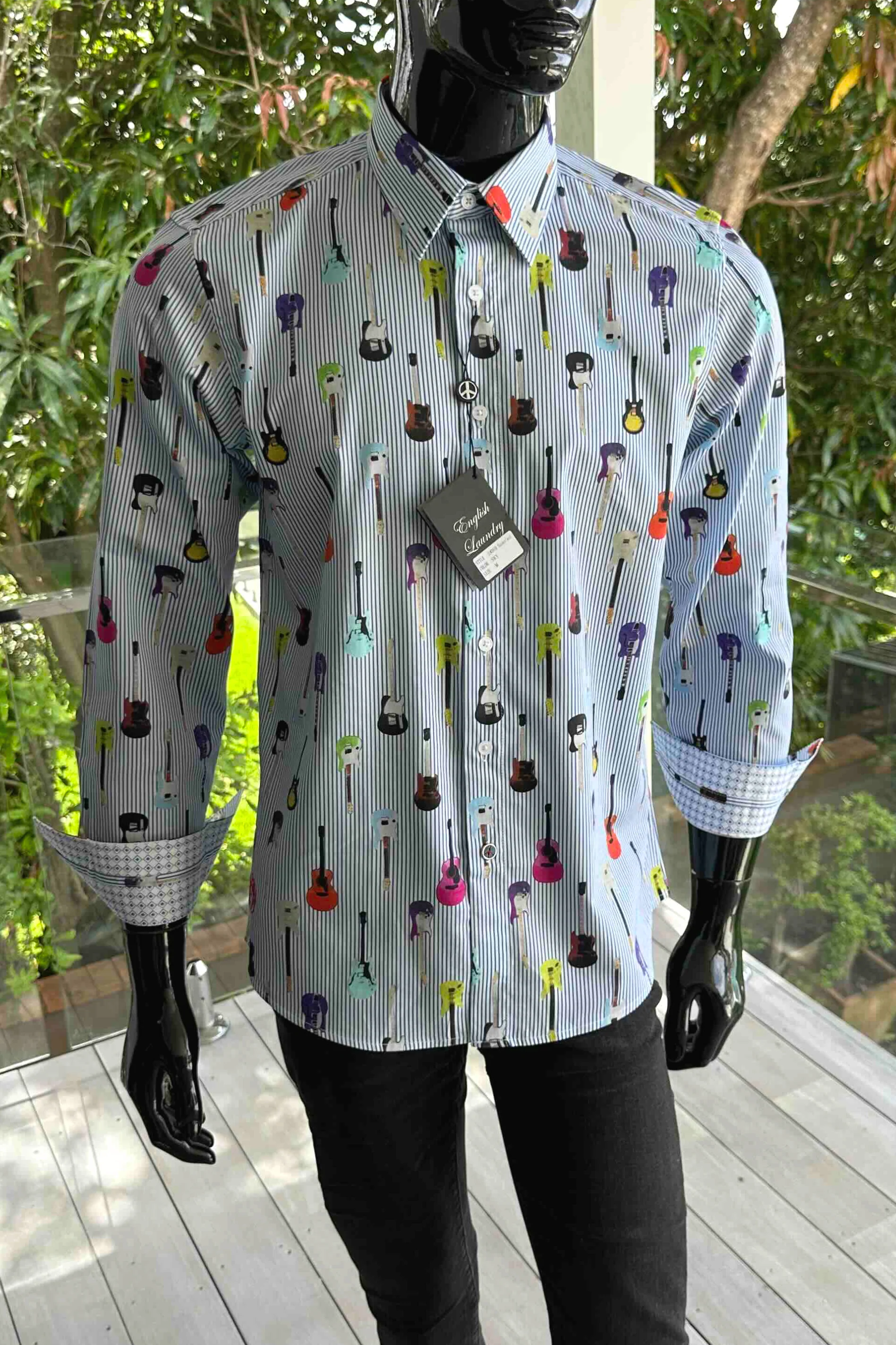 ENGLISH LAUNDRY Mens Sunderland Long Sleeve Shirt in Sky - Image 8