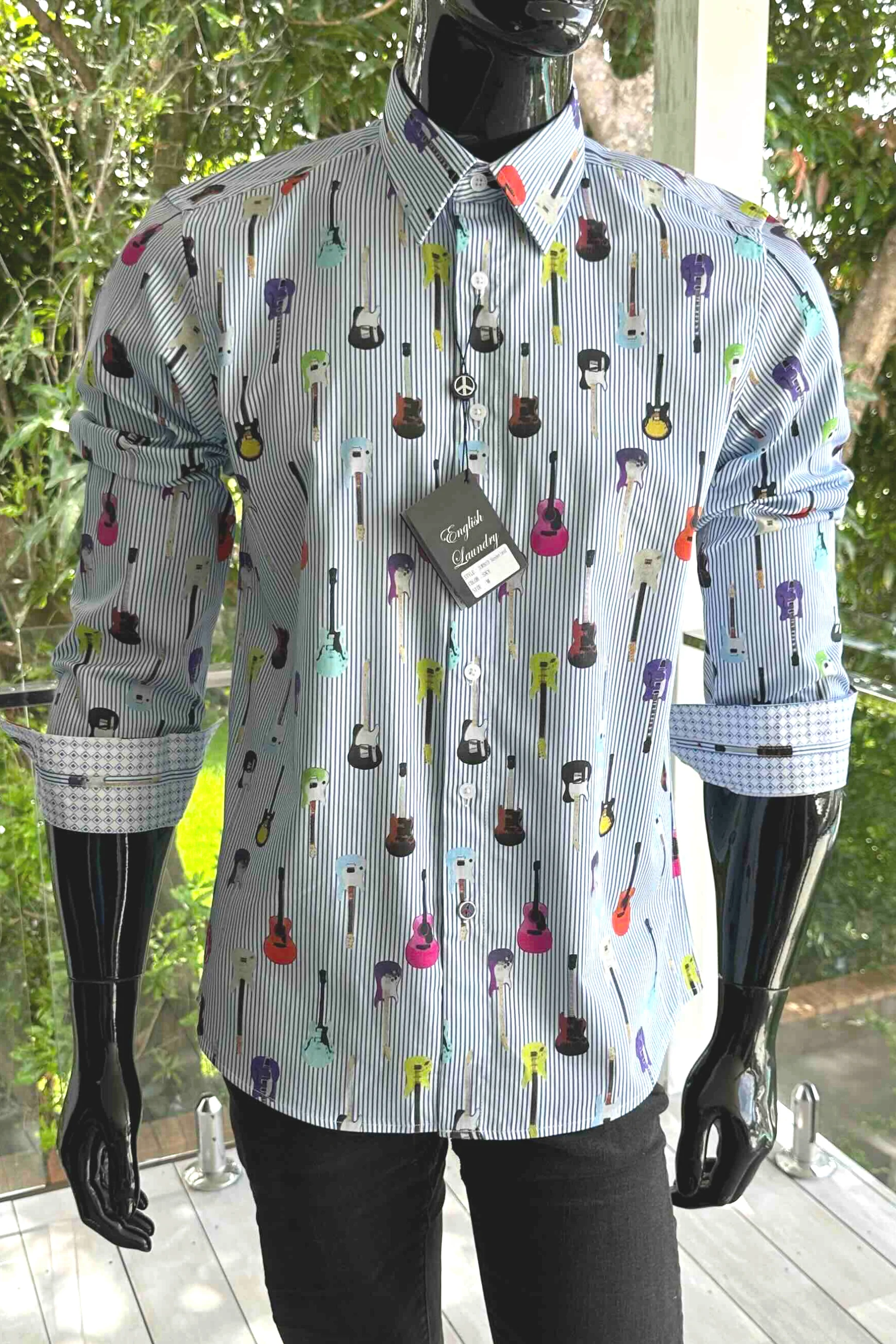 ENGLISH LAUNDRY Mens Sunderland Long Sleeve Shirt in Sky - Image 9