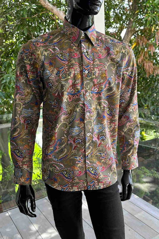 ENGLISH LAUNDRY Mens Villa Long Sleeve Shirt in Jungle Paisley - Image 2