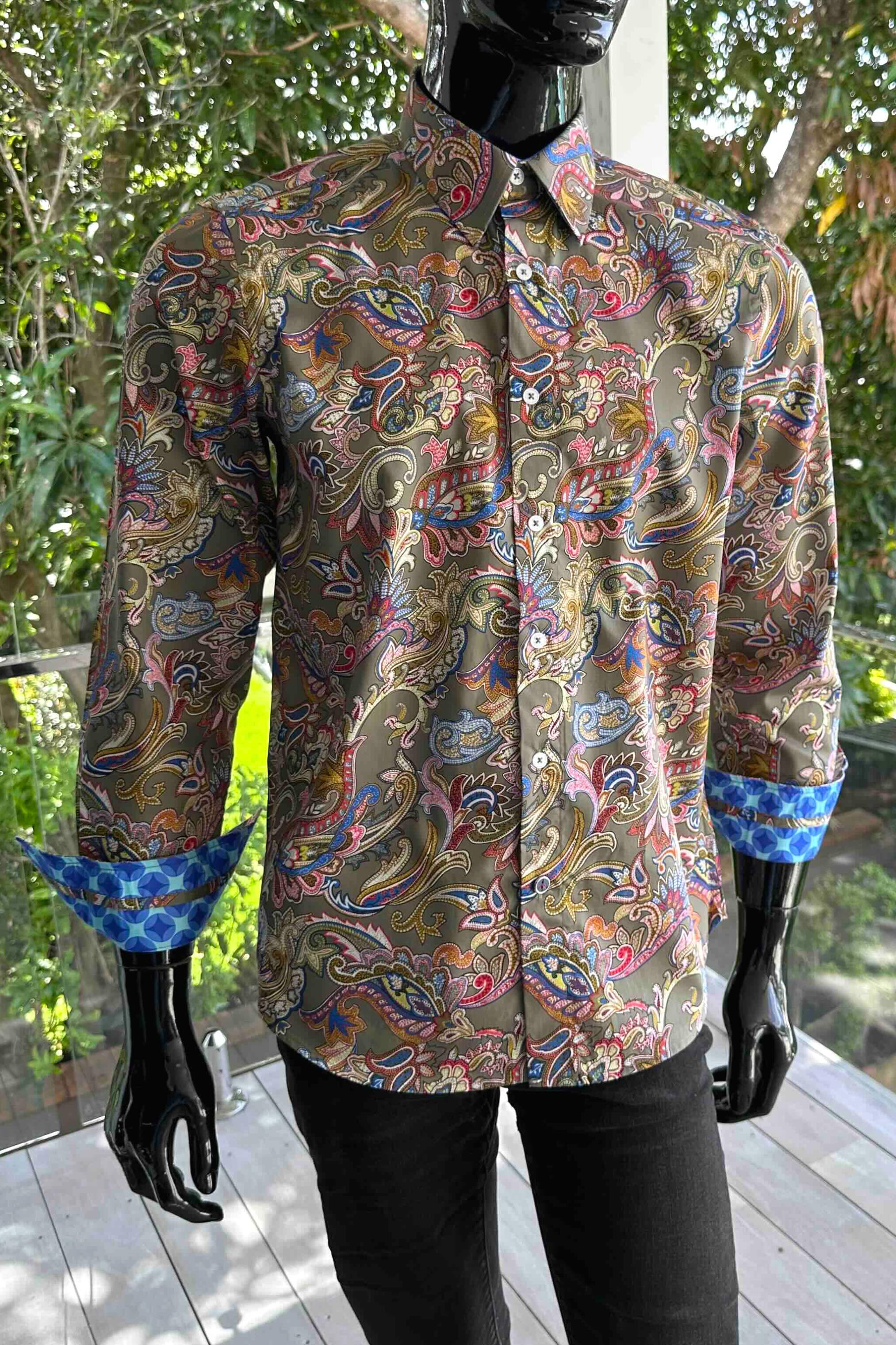 ENGLISH LAUNDRY Mens Villa Long Sleeve Shirt in Jungle Paisley - Image 5
