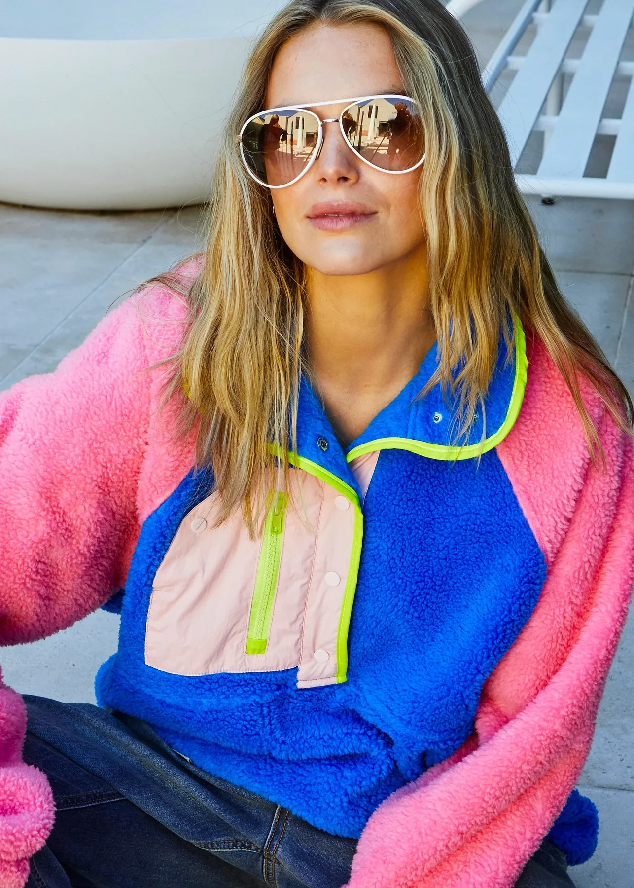 HAMMILL & CO Womens 1974 Vintage Polar Fleece in Hot Pink/Royal Blue - Image 10