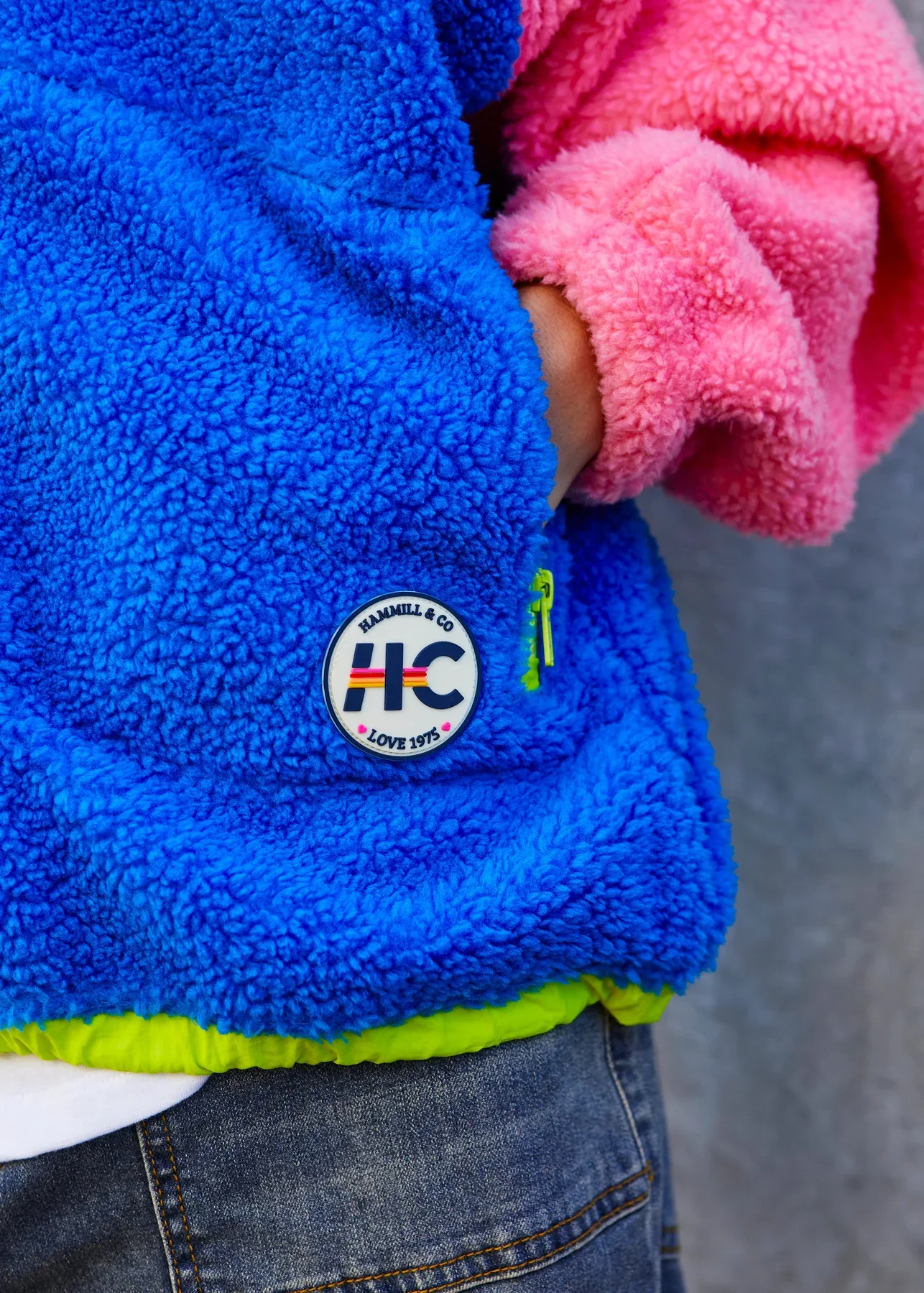 HAMMILL & CO Womens 1974 Vintage Polar Fleece in Hot Pink/Royal Blue - Image 6