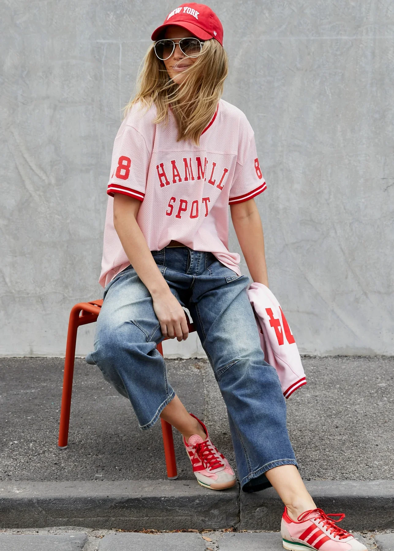 HAMMILL & Co Womens 74 Retro Mesh Tee in Pink - Image 4