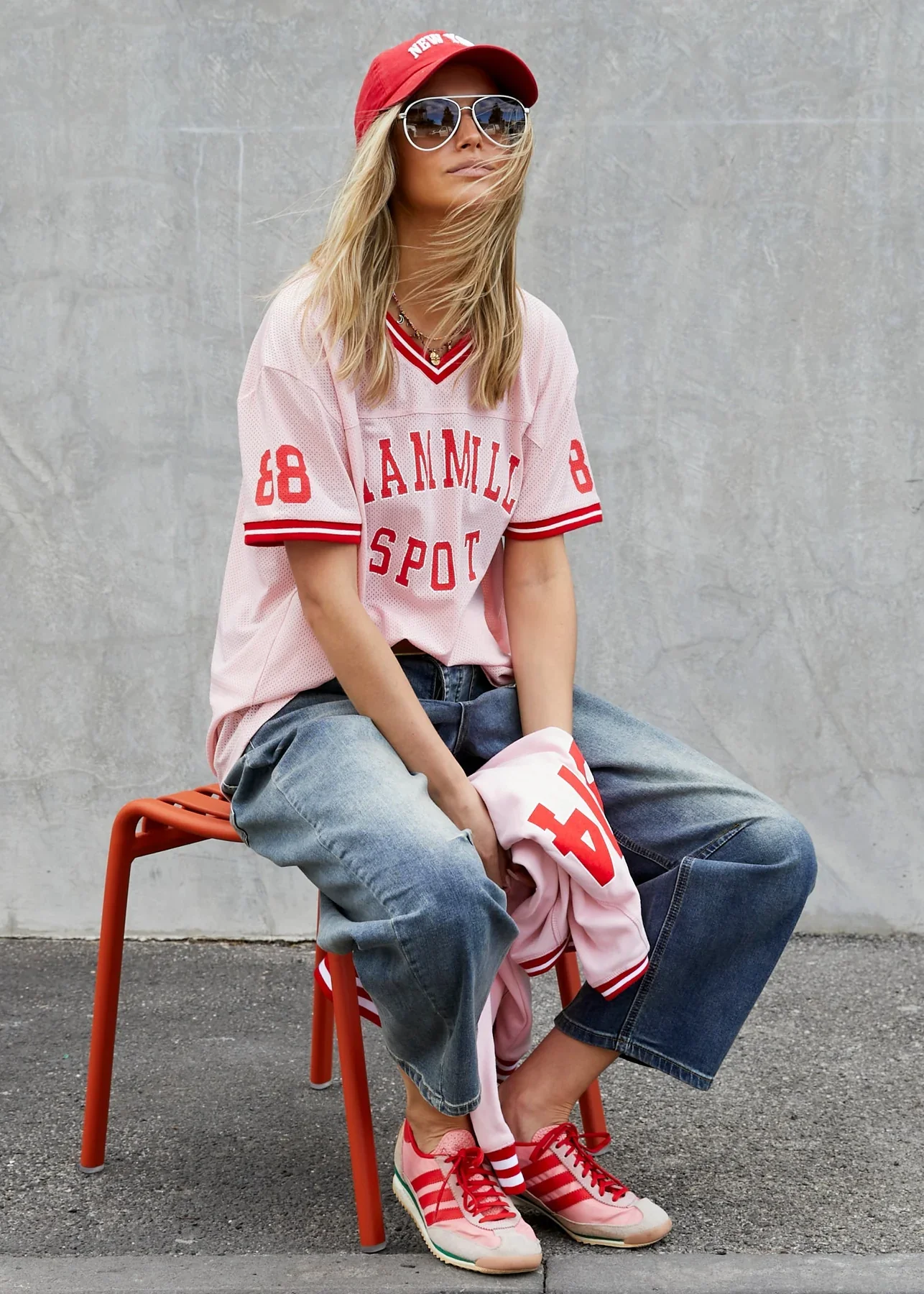 HAMMILL & Co Womens 74 Retro Mesh Tee in Pink - Image 5