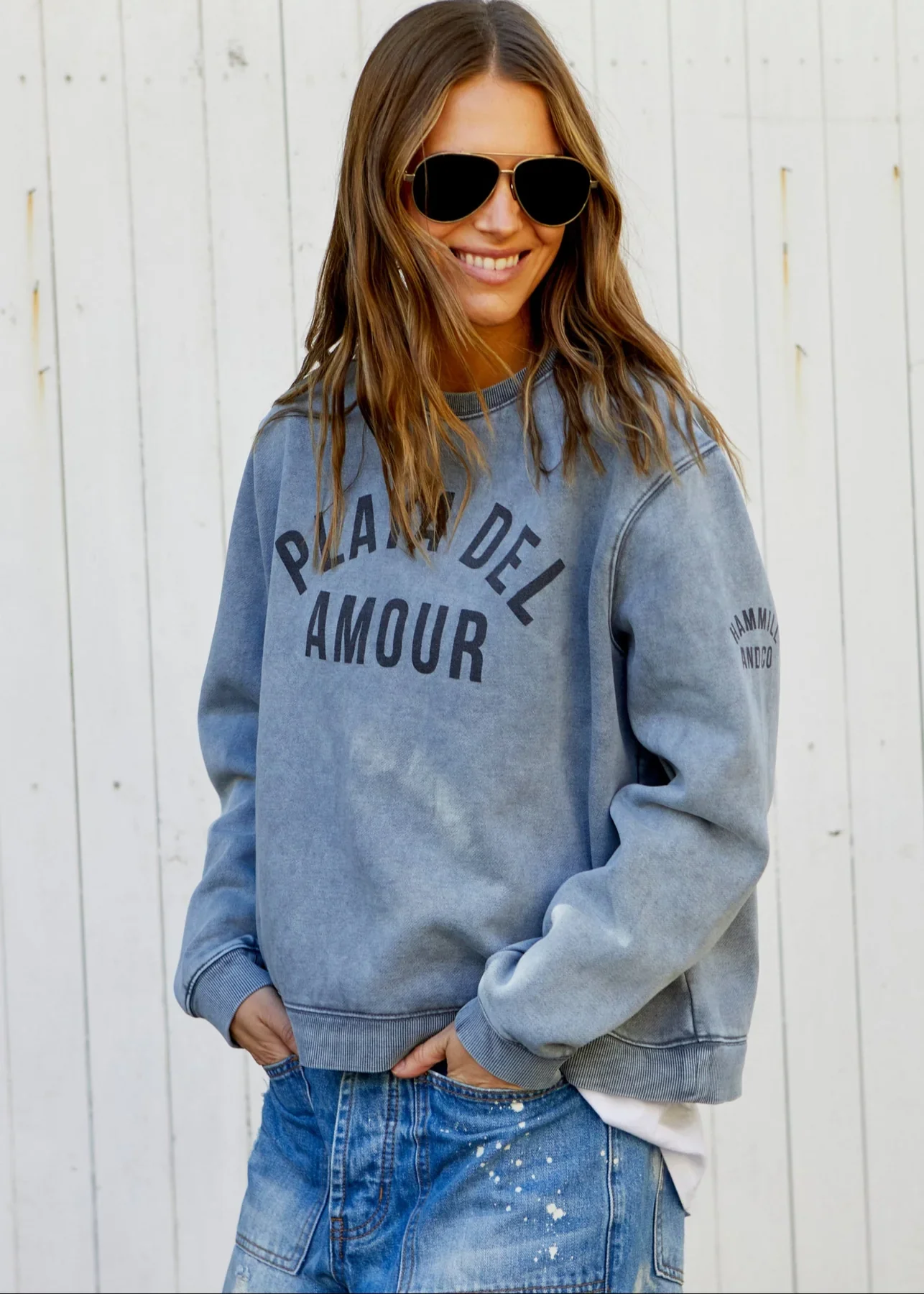 HAMMILL & CO Womens Faded Grey Playa Del Amour Sweat - Image 2