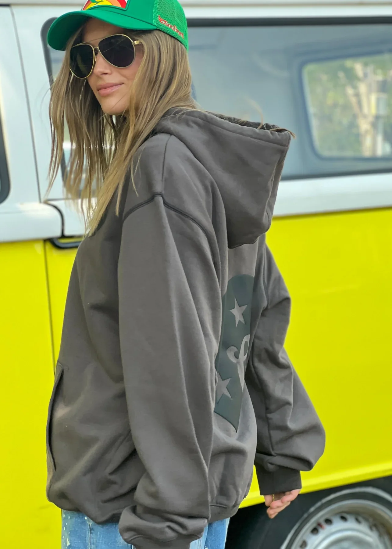 HAMMILL & CO Womens My Boyfriends Oversized Hoodie - Dark Grey - Image 5