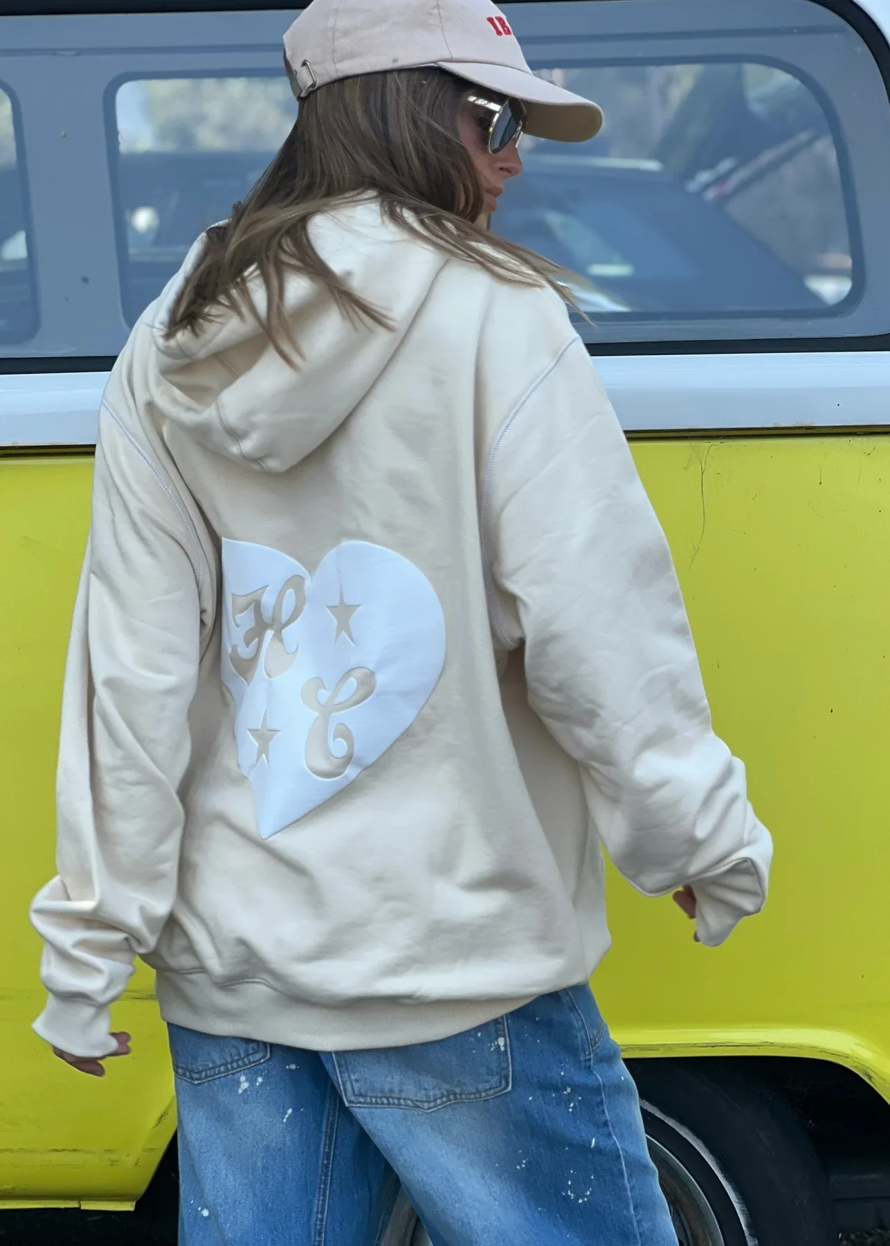 HAMMILL & CO Womens My Boyfriends Oversized Hoodie - Natural - Image 5