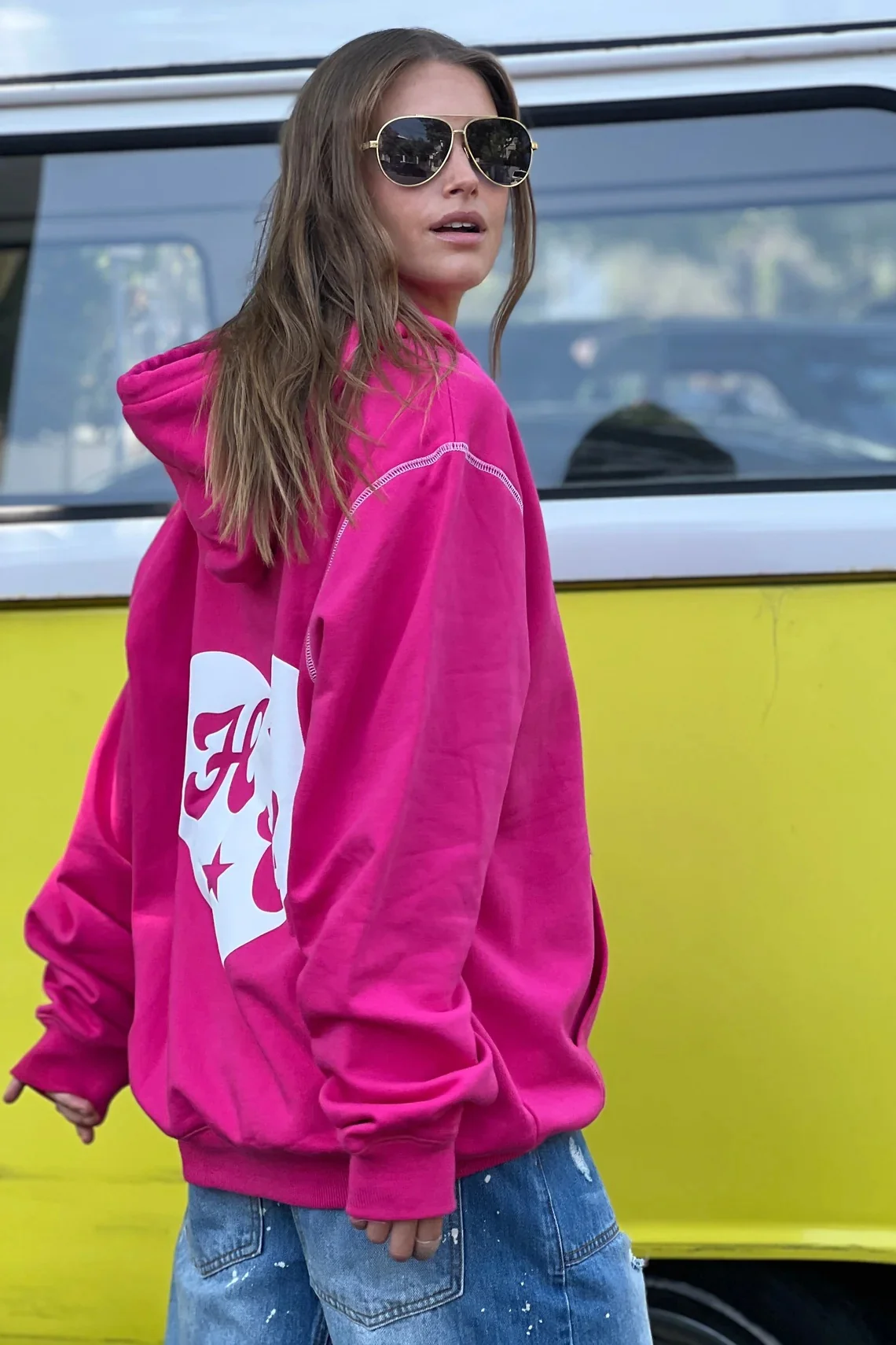 HAMMILL & CO Womens My Boyfriends Oversized Hoodie - Pink