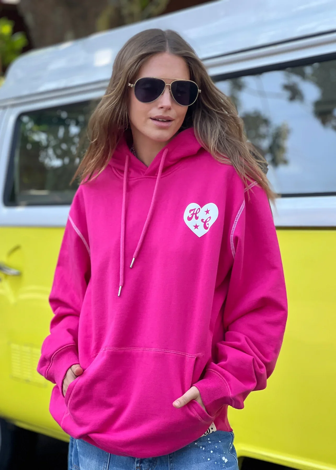 HAMMILL & CO Womens My Boyfriends Oversized Hoodie - Pink - Image 3
