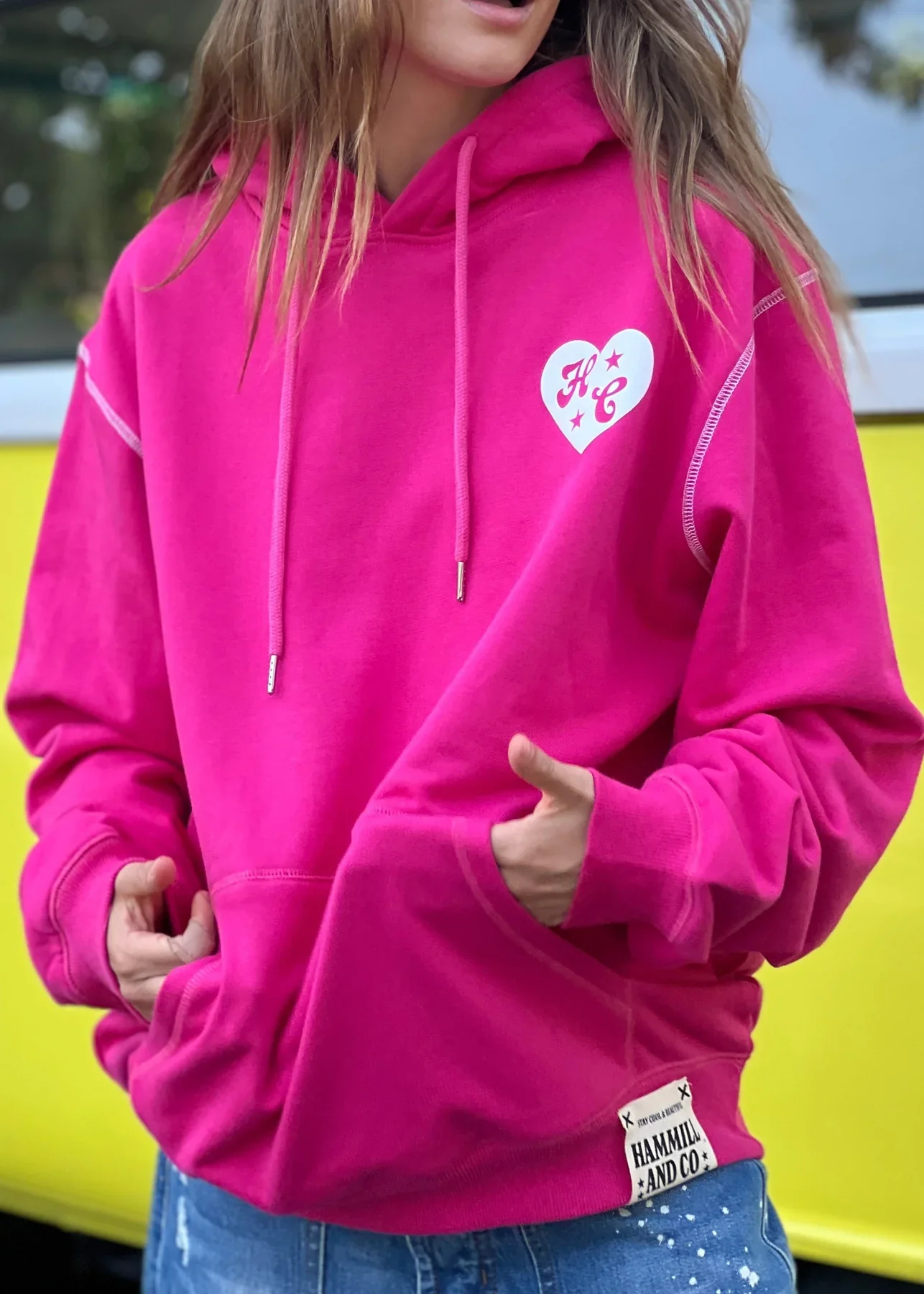HAMMILL & CO Womens My Boyfriends Oversized Hoodie - Pink - Image 4