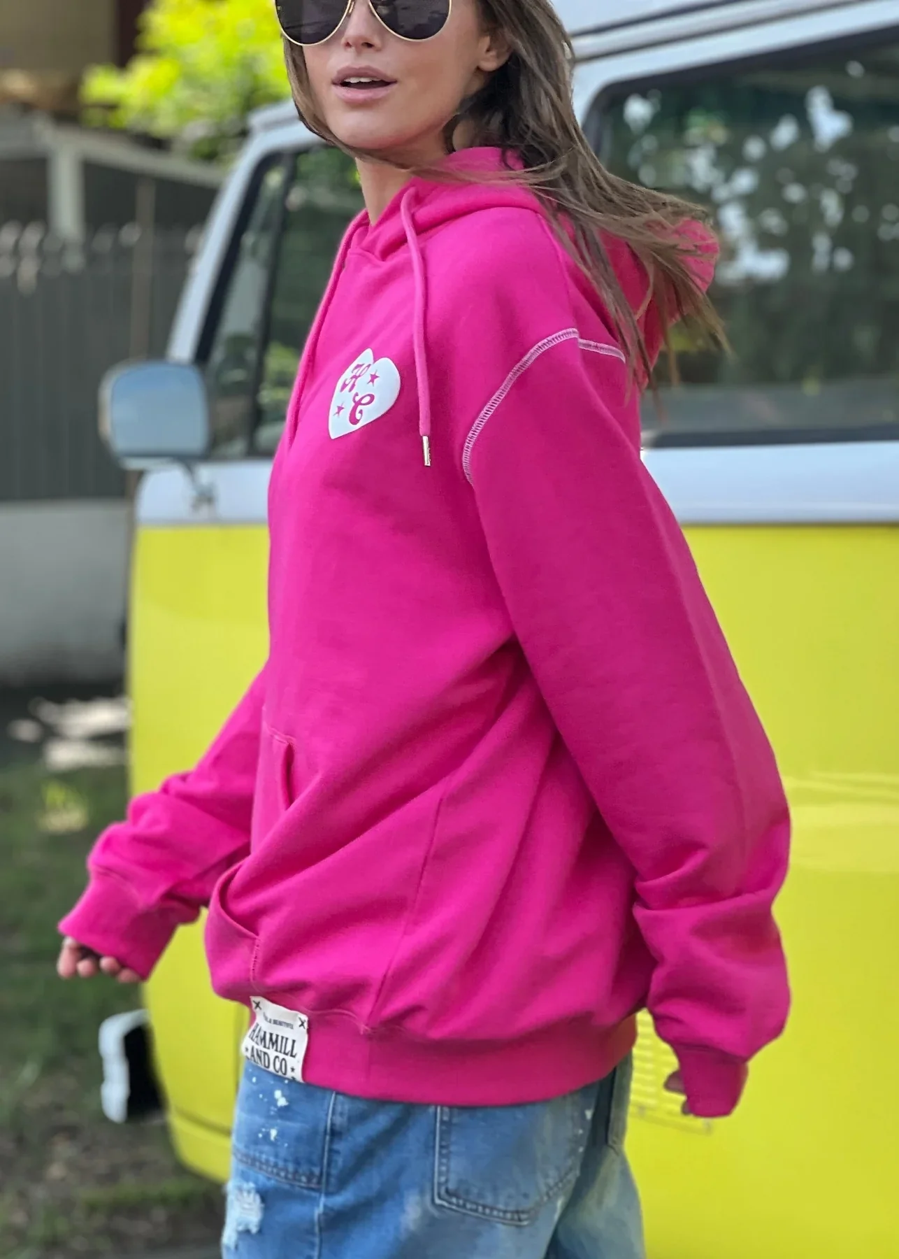 HAMMILL & CO Womens My Boyfriends Oversized Hoodie - Pink - Image 7