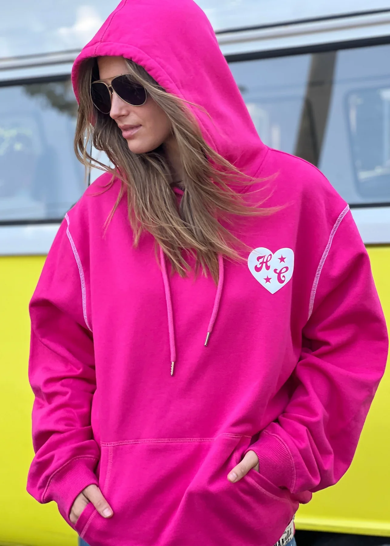 HAMMILL & CO Womens My Boyfriends Oversized Hoodie - Pink - Image 8