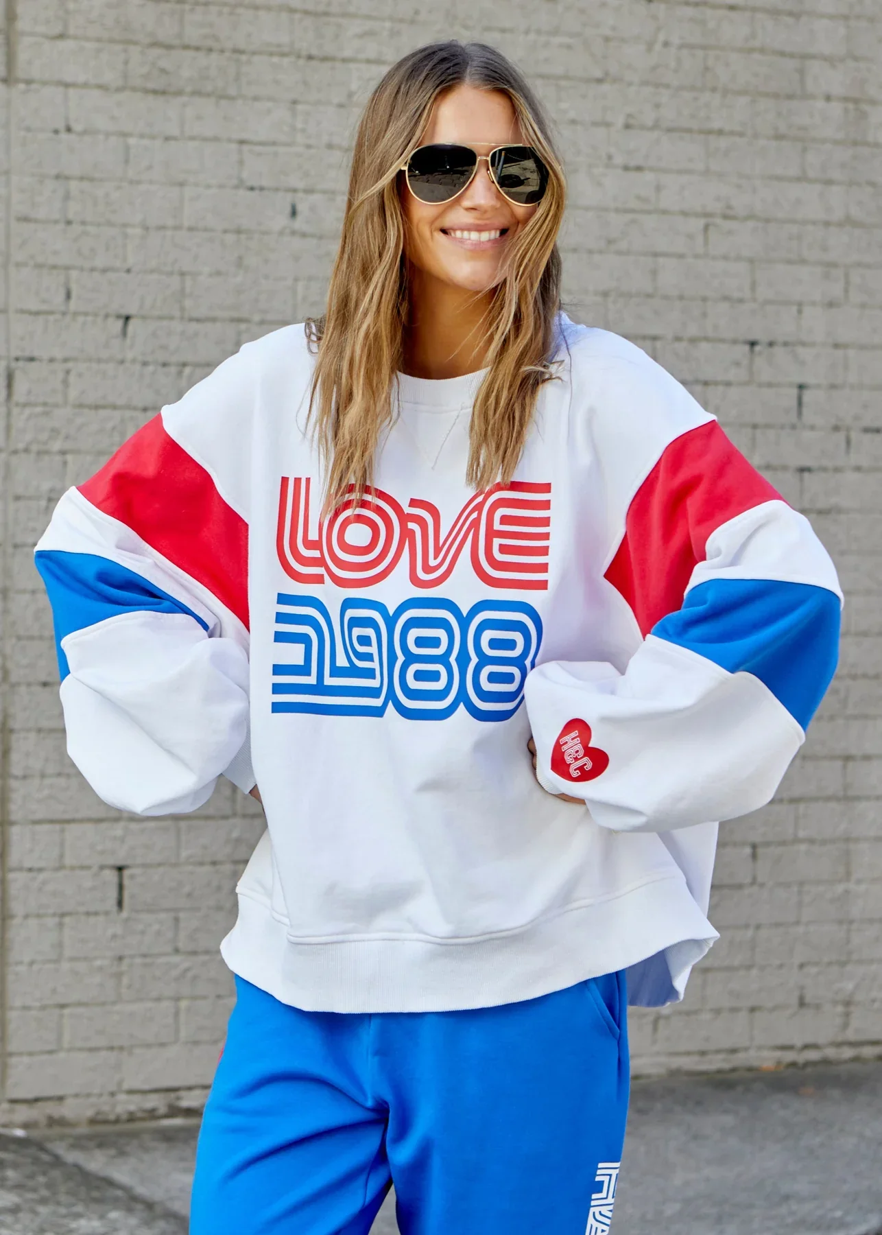 HAMMILL & CO Womens Panelled Love Sweat in White - Image 4