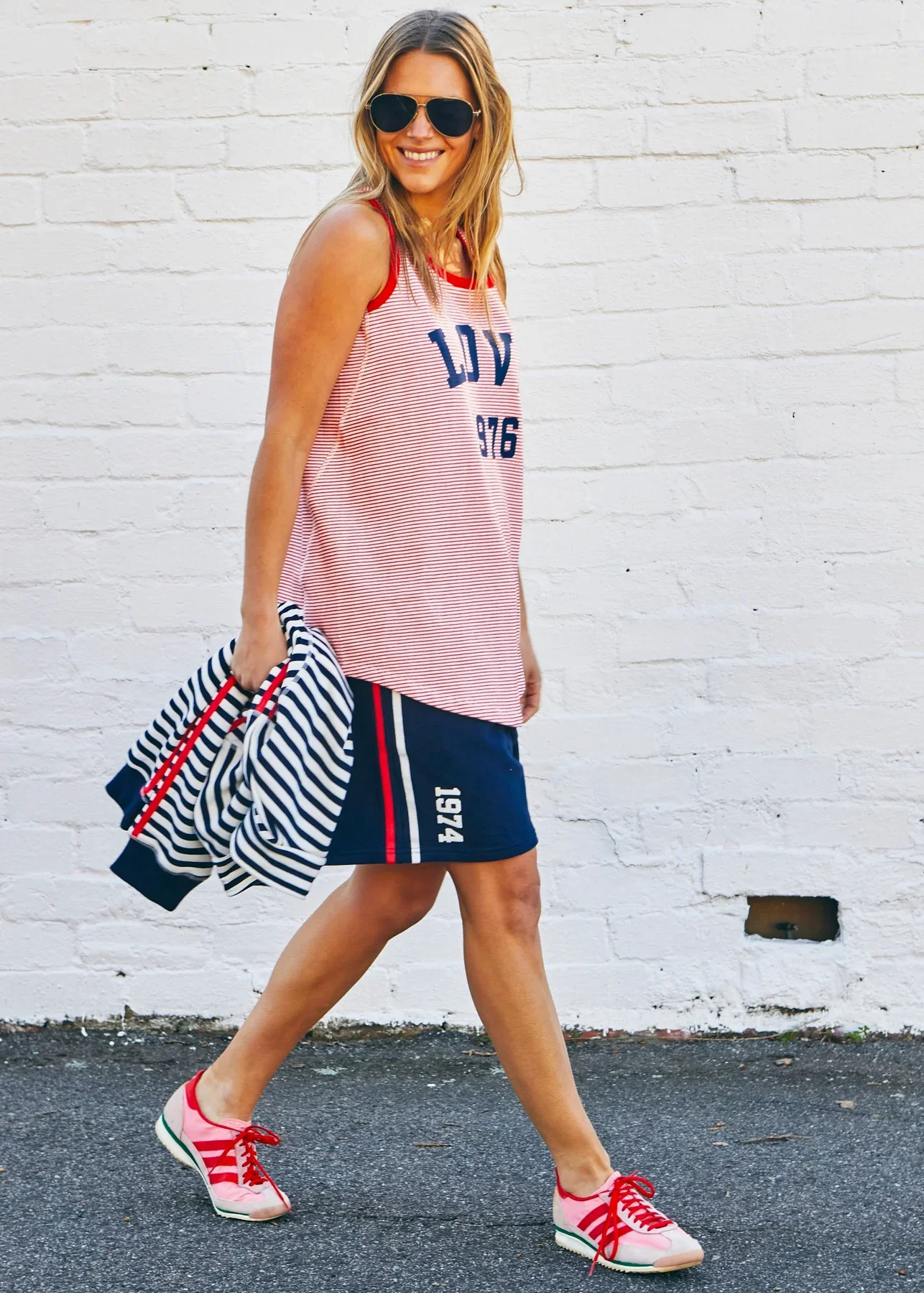 HAMMILL & CO Womens Retro Stripe Love Tank in Red White Stripe - Image 6