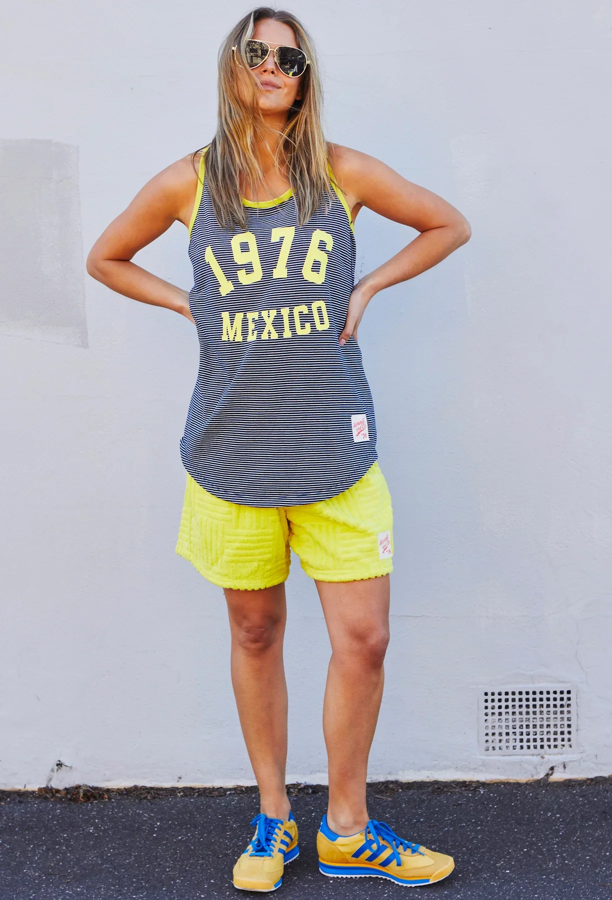 HAMMILL & CO Womens Salt & Sunshine 1976 Mexico Tank in Navy & Yellow - Image 6