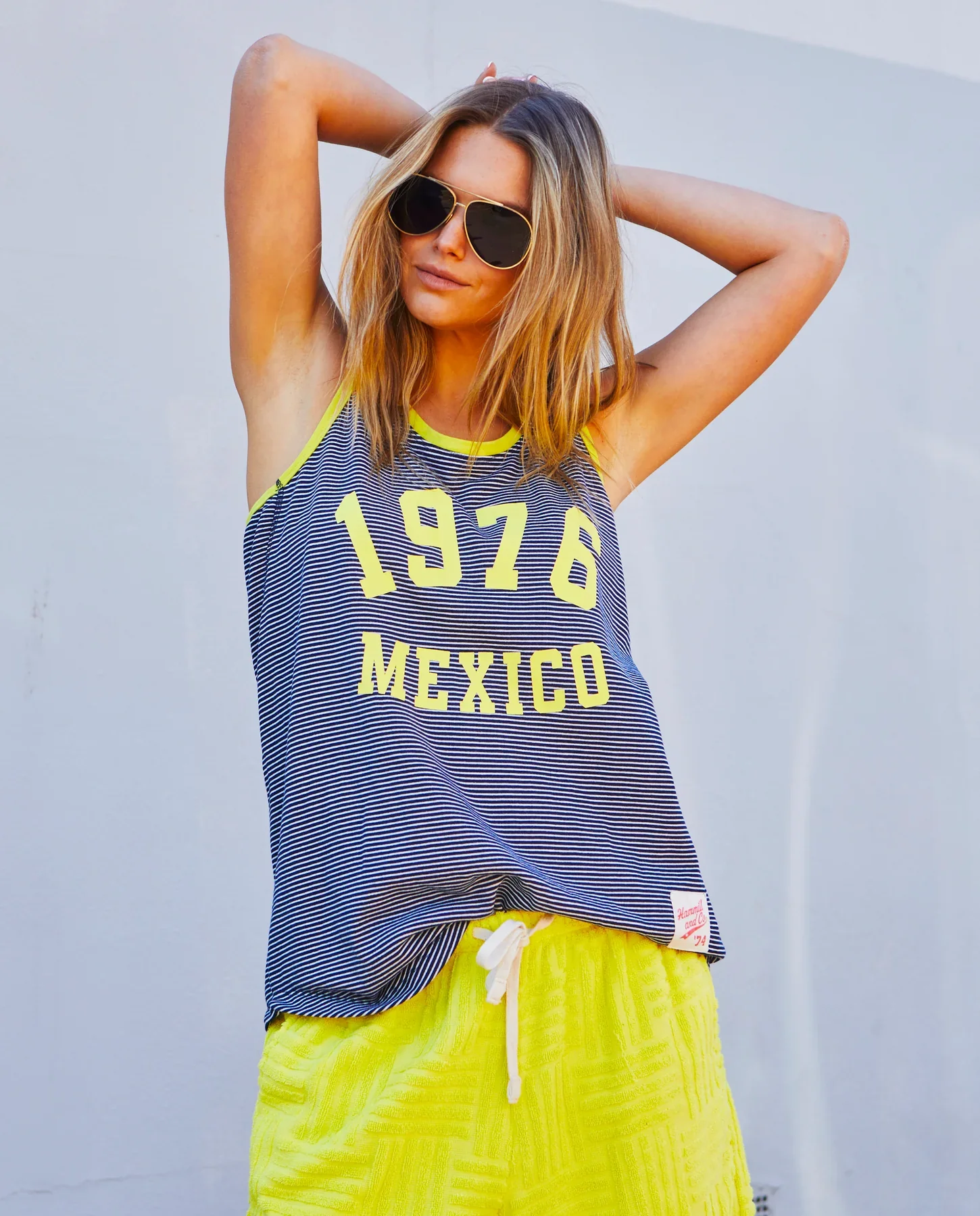 HAMMILL & CO Womens Salt & Sunshine 1976 Mexico Tank in Navy & Yellow - Image 8