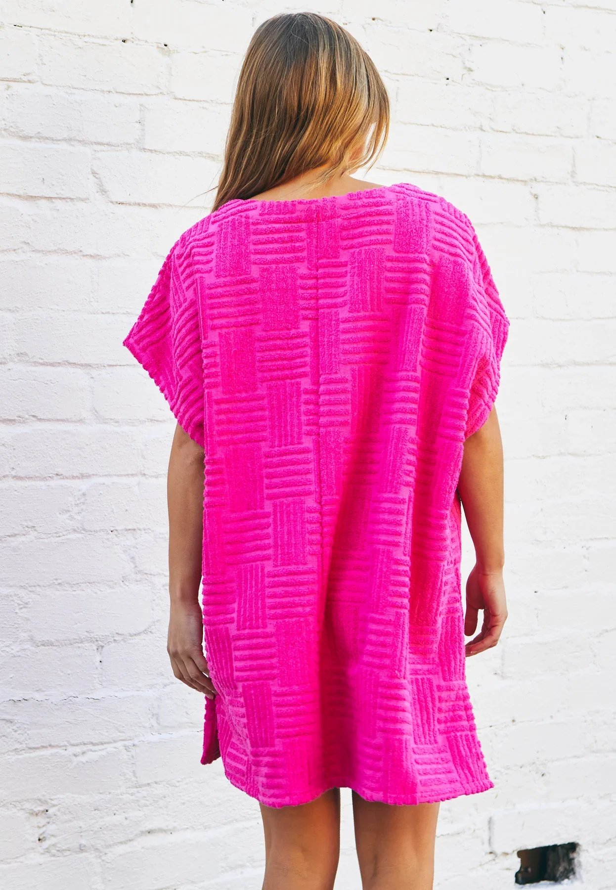 HAMMILL & CO Womens Salt & Sunshine Towelling Cover Up Dress in Hot Pink - Image 4