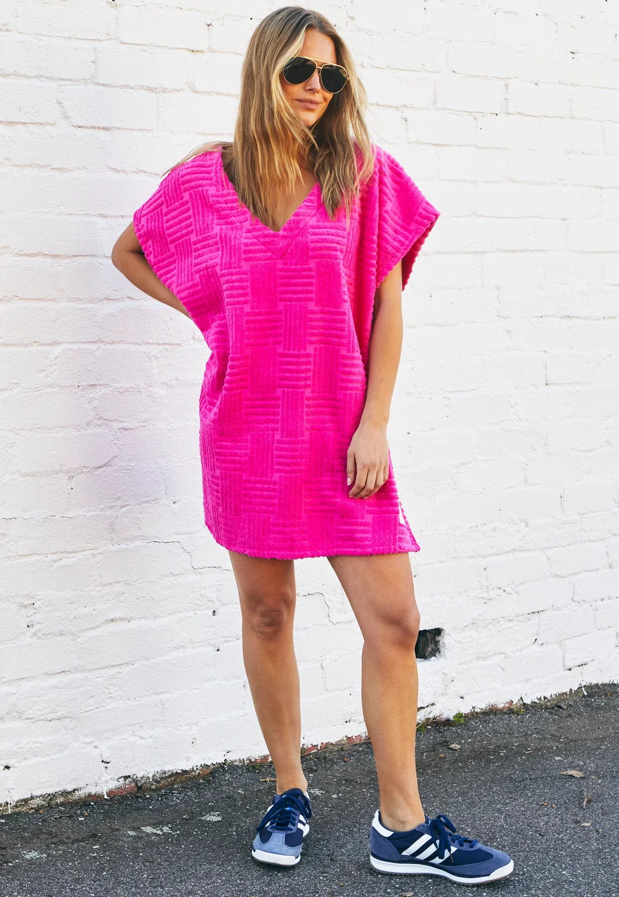 HAMMILL & CO Womens Salt & Sunshine Towelling Cover Up Dress in Hot Pink - Image 5